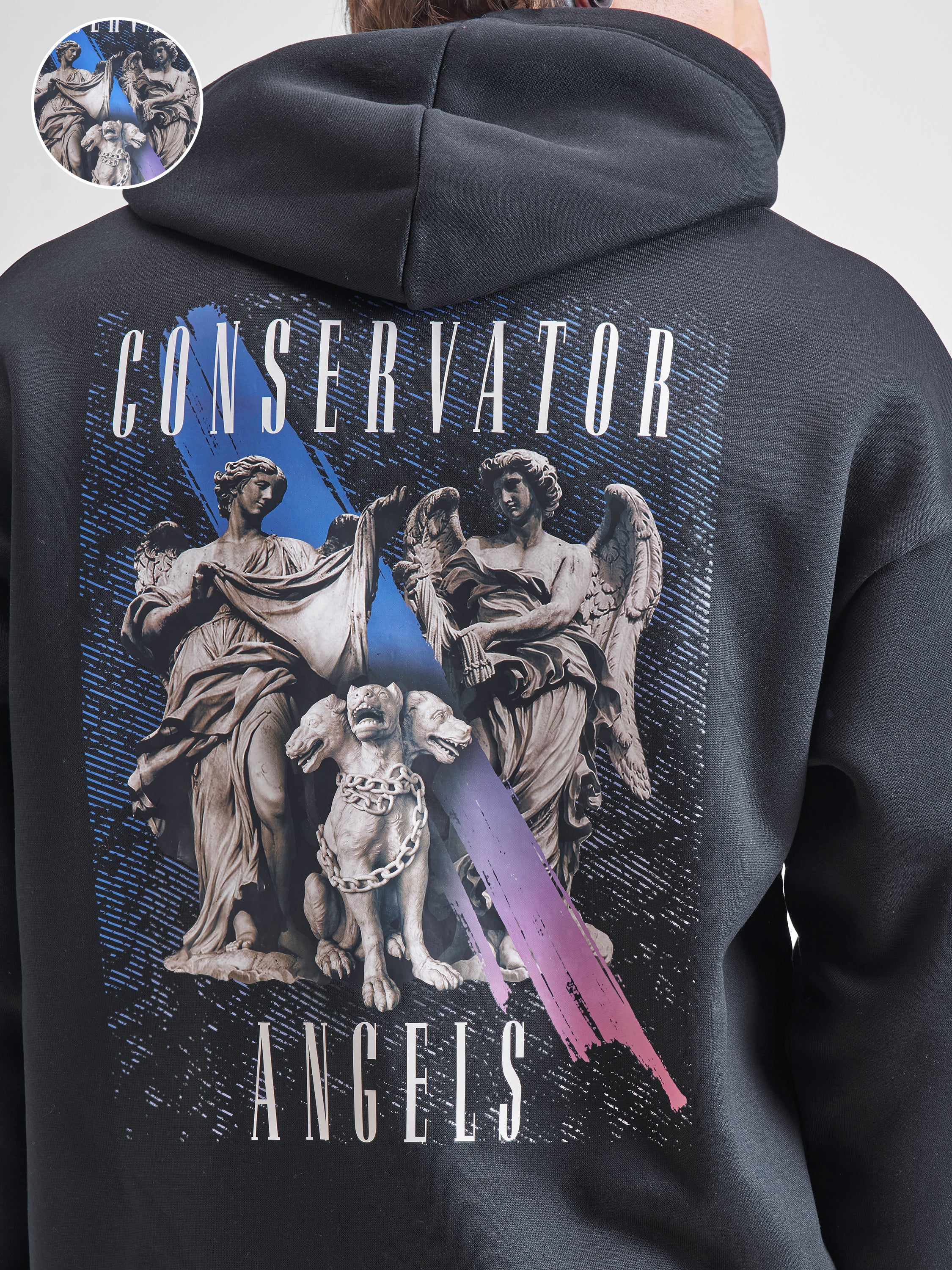 Highlander Men Black Hooded Pullover Sweatshirt - Black - Image 5