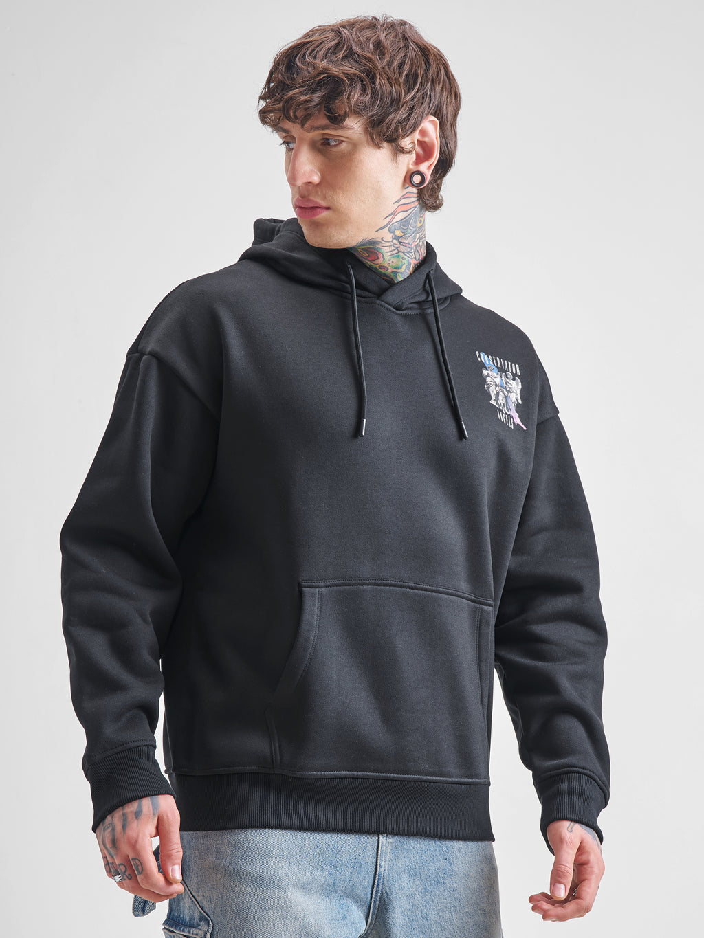 Highlander Men Black Hooded Pullover Sweatshirt - Black - Image 6