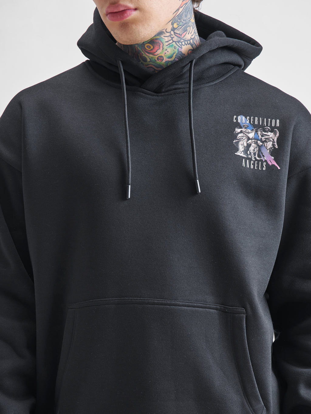 Highlander Men Black Hooded Pullover Sweatshirt - Black - Image 7