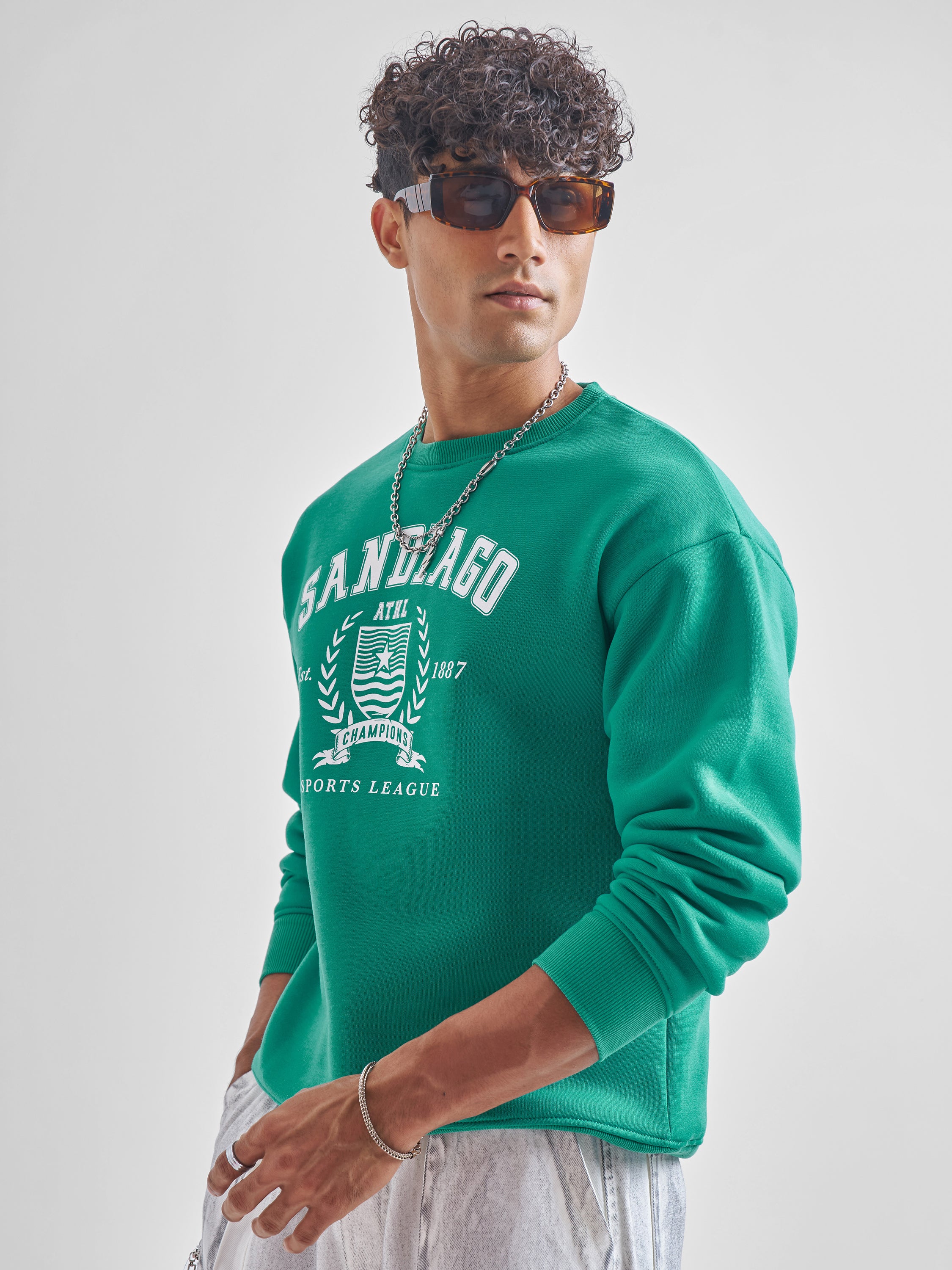Highlander Men Teal Round Neck Pullover Sweatshirt - Teal - Image 4