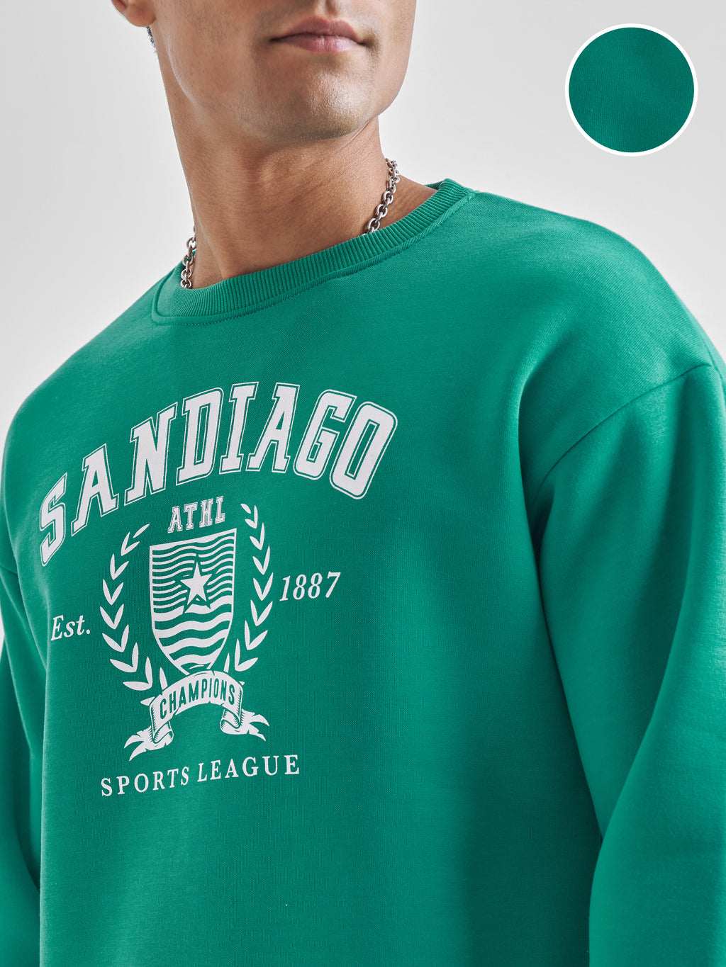 Highlander Men Teal Round Neck Pullover Sweatshirt - Teal - Image 5