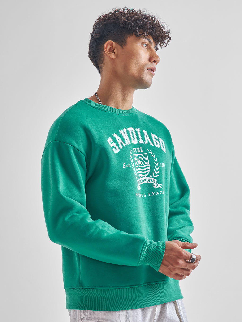 Highlander Men Teal Round Neck Pullover Sweatshirt - Teal - Image 6
