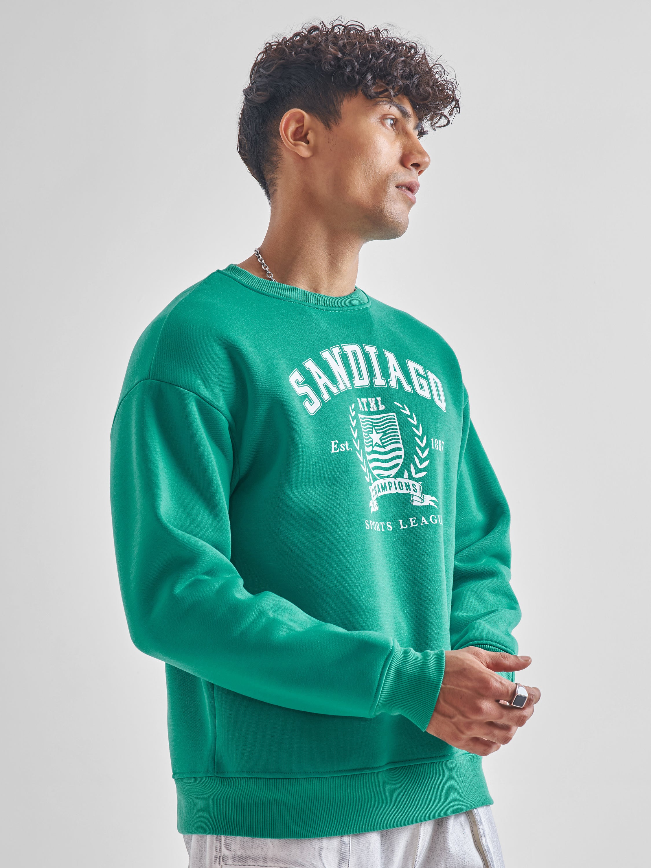 Highlander Men Teal Round Neck Pullover Sweatshirt - Teal - Image 6
