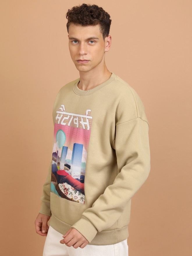 Highlander Men Brown Round Neck Pullover Sweatshirt - Brown - Image 4