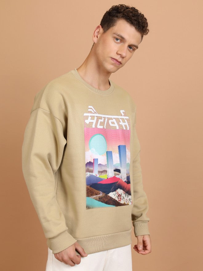 Highlander Men Brown Round Neck Pullover Sweatshirt - Brown - Image 6