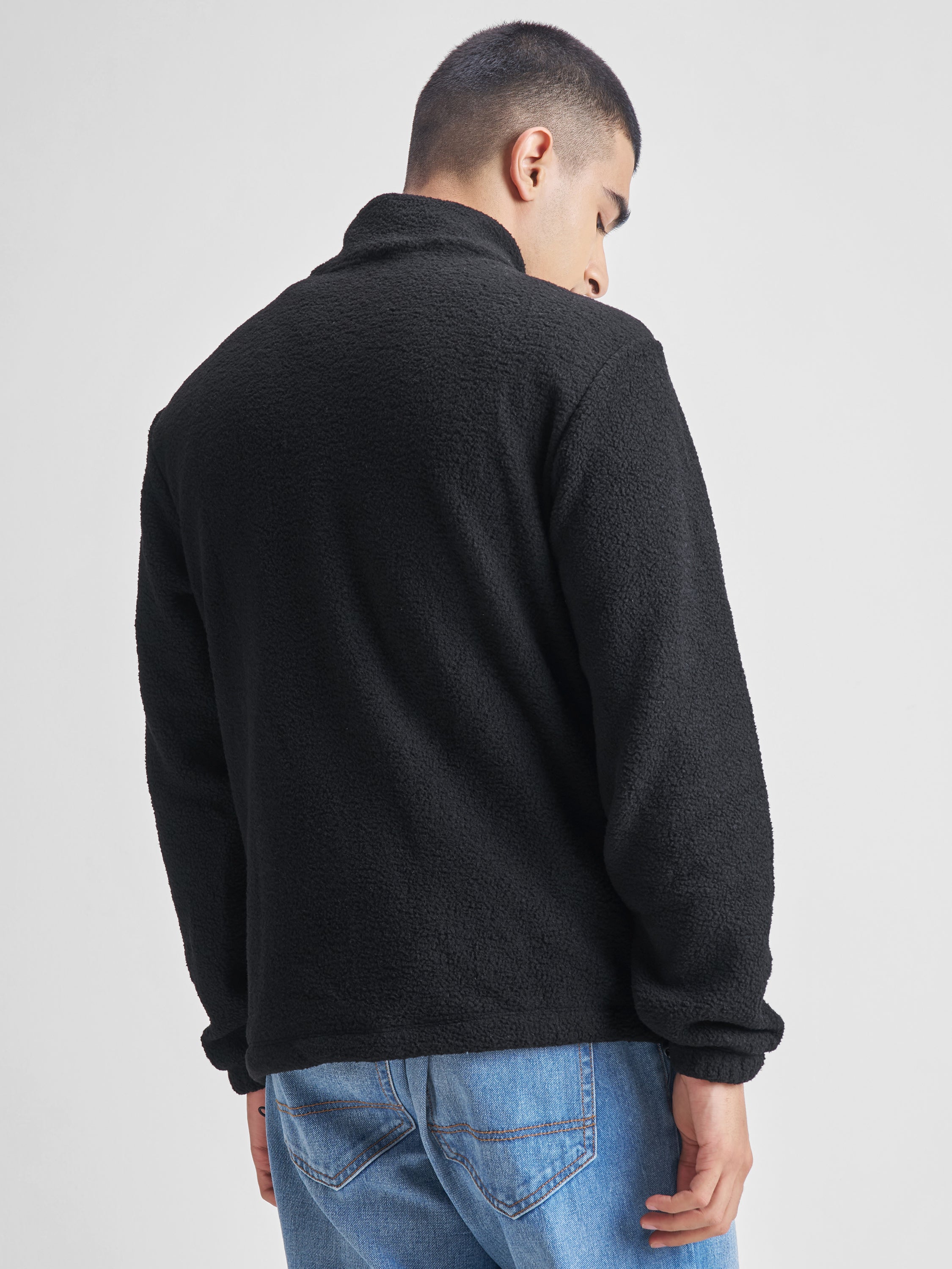 Highlander Men Black Mock Collar Pullover Sweatshirt - Black - Image 3