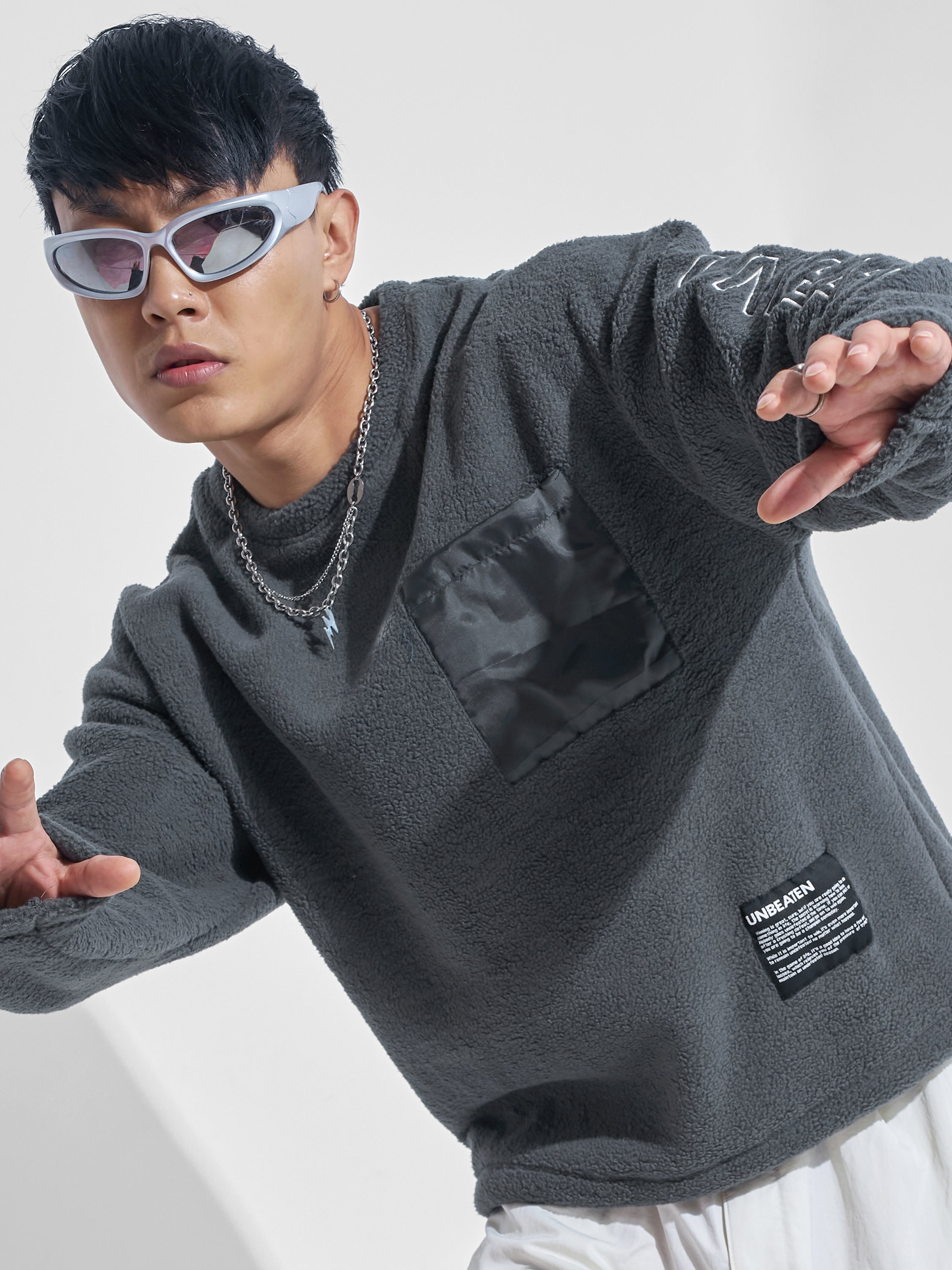 Highlander Men Grey Round Neck Pullover Sweatshirt - Grey - Image 1