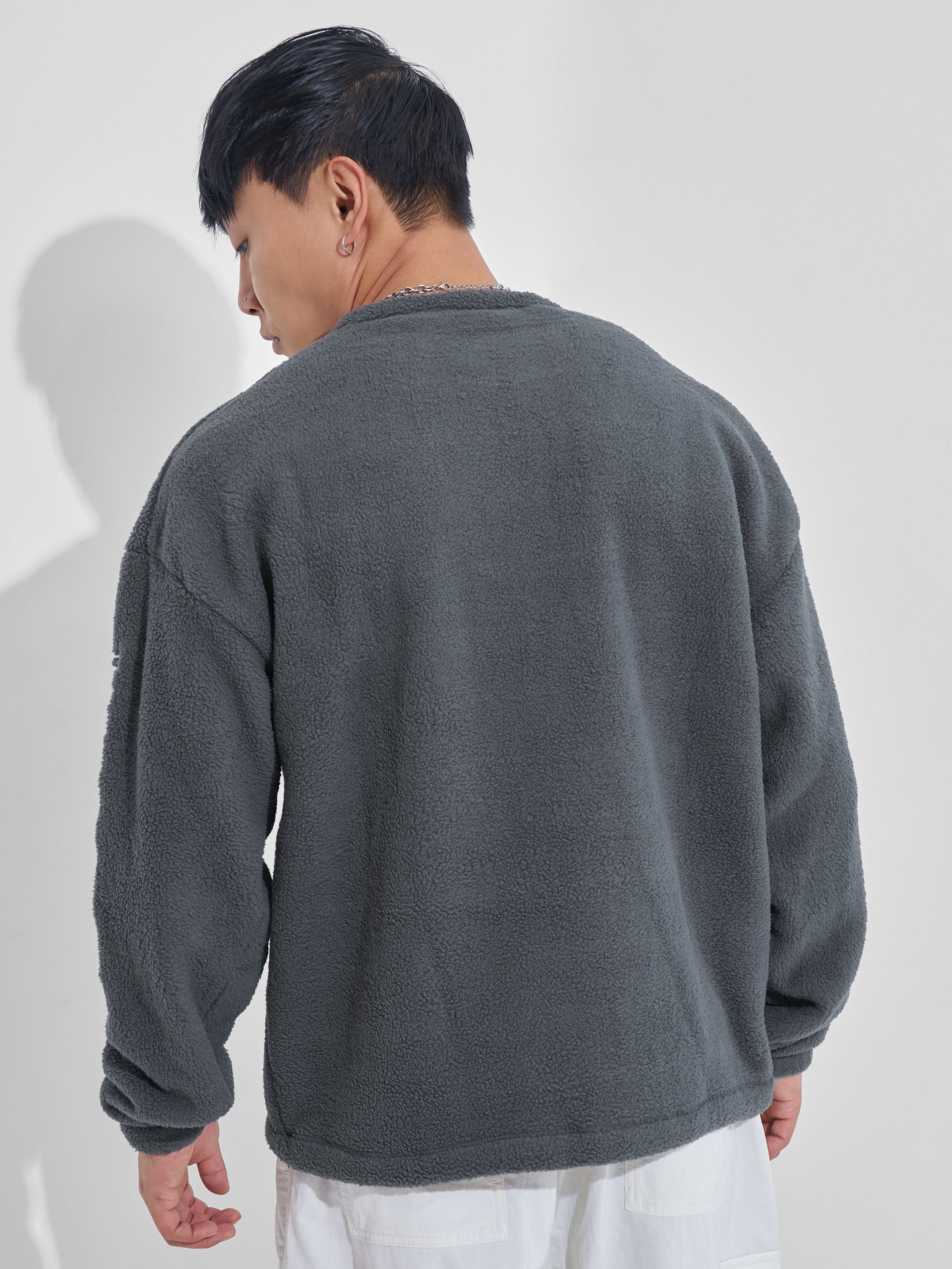 Highlander Men Grey Round Neck Pullover Sweatshirt - Grey - Image 3