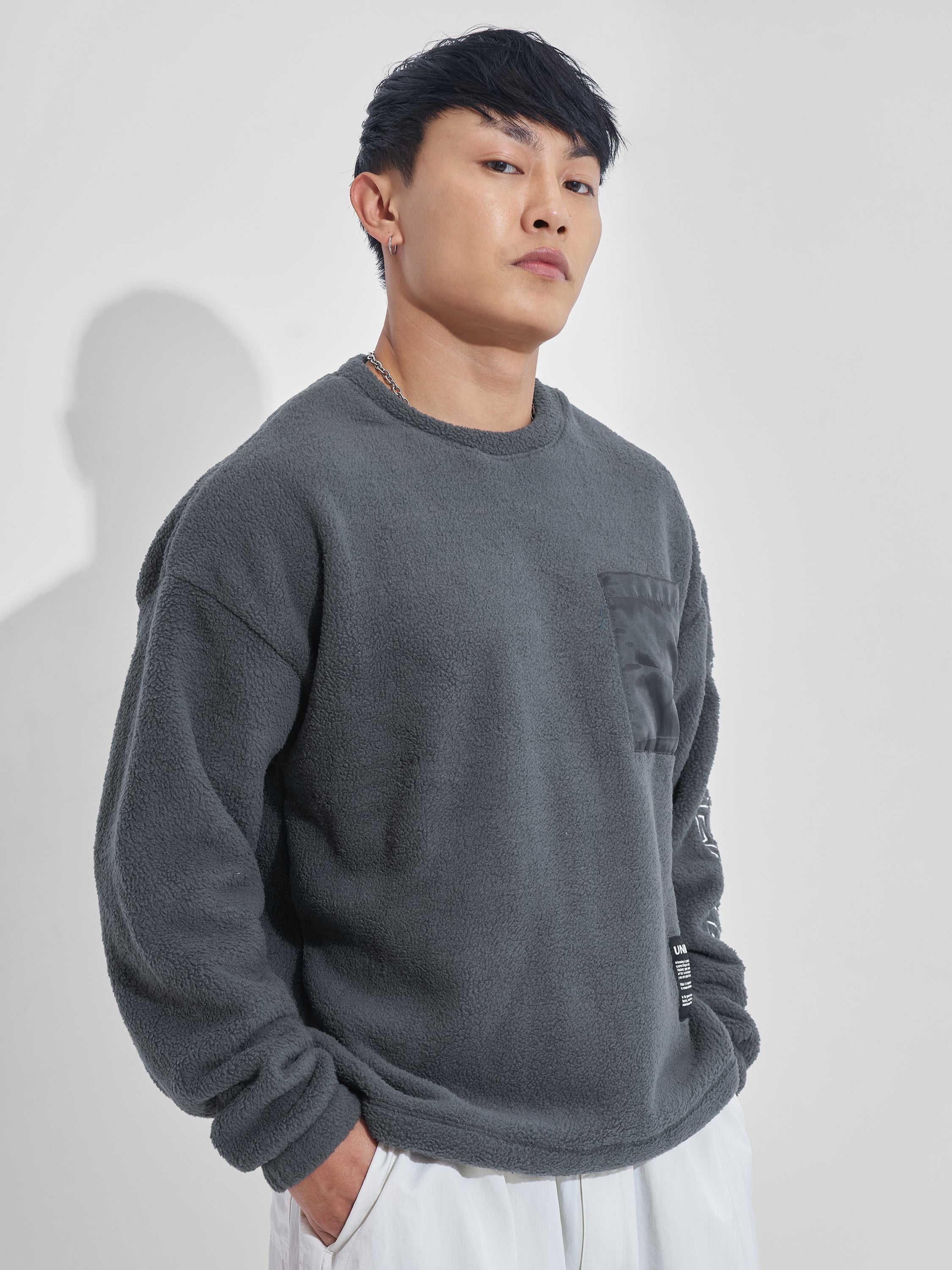 Highlander Men Grey Round Neck Pullover Sweatshirt - Grey - Image 6