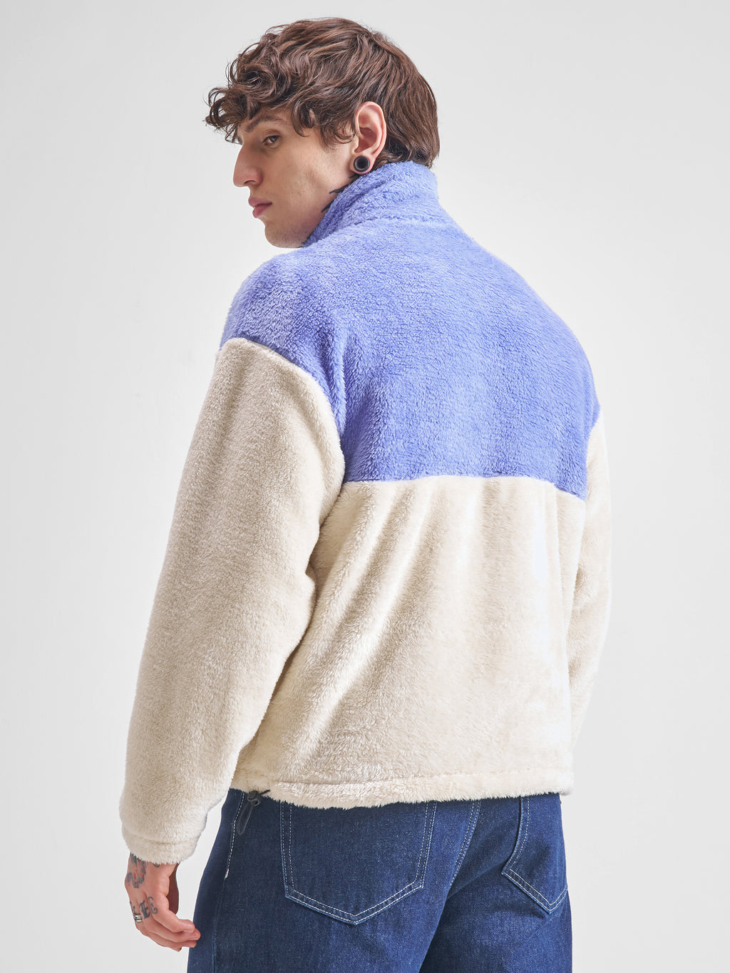 Highlander Men Purple Mock Collar Front-Open Sweatshirt - Purple - Image 3