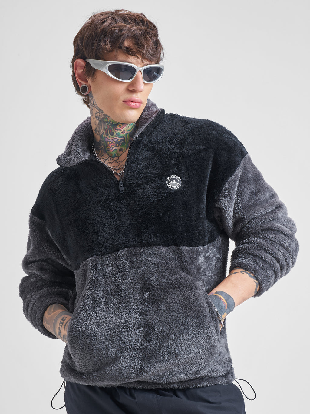 Highlander Men Black Mock Collar Pullover Sweatshirt - Black - Image 1