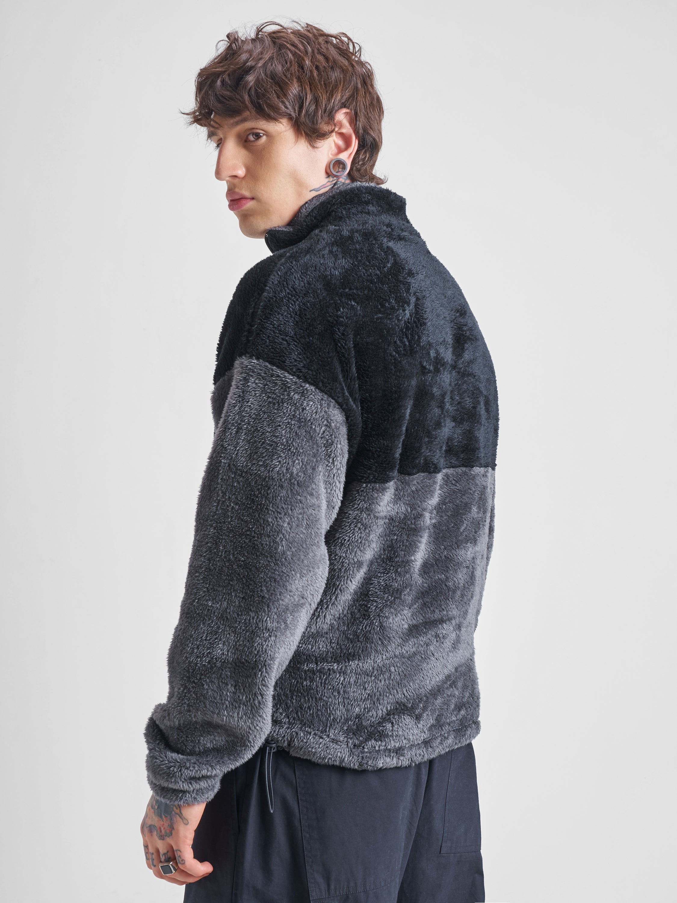 Highlander Men Black Mock Collar Pullover Sweatshirt - Black - Image 3