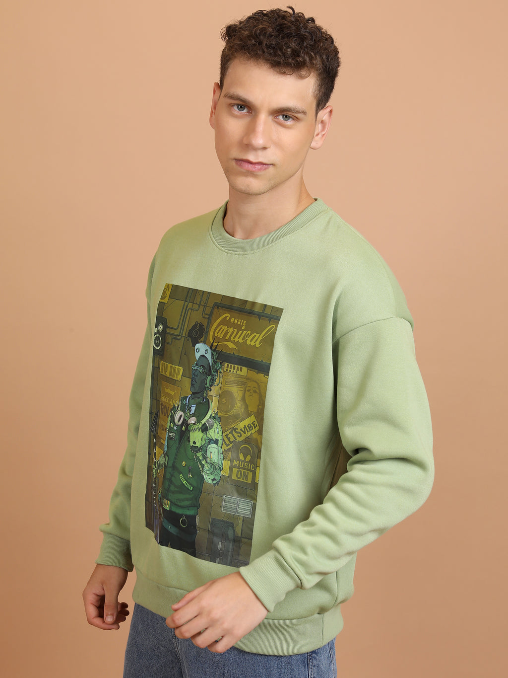 Highlander Men Green Round Neck Pullover Sweatshirt - Green - Image 4