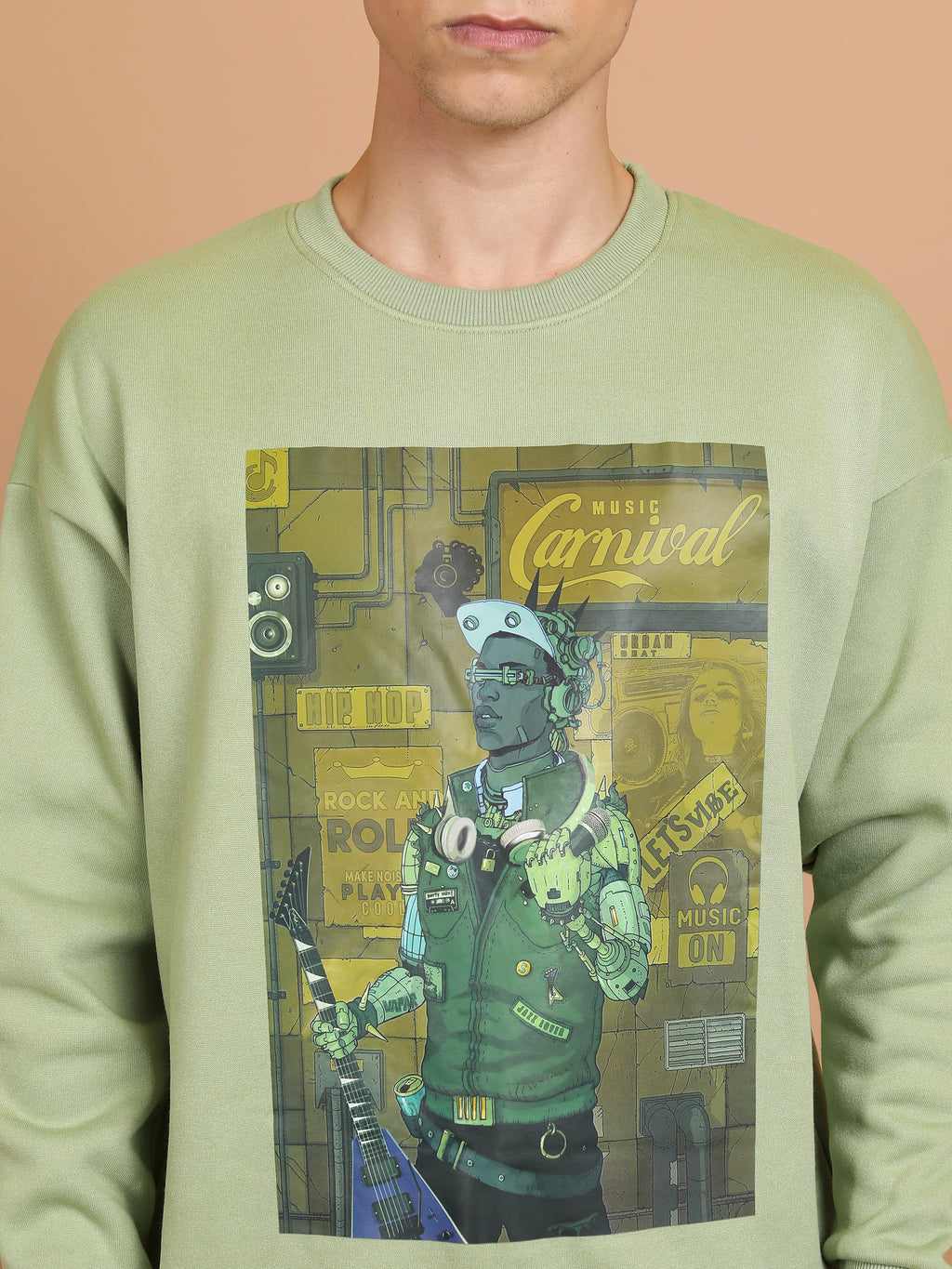 Highlander Men Green Round Neck Pullover Sweatshirt - Green - Image 5