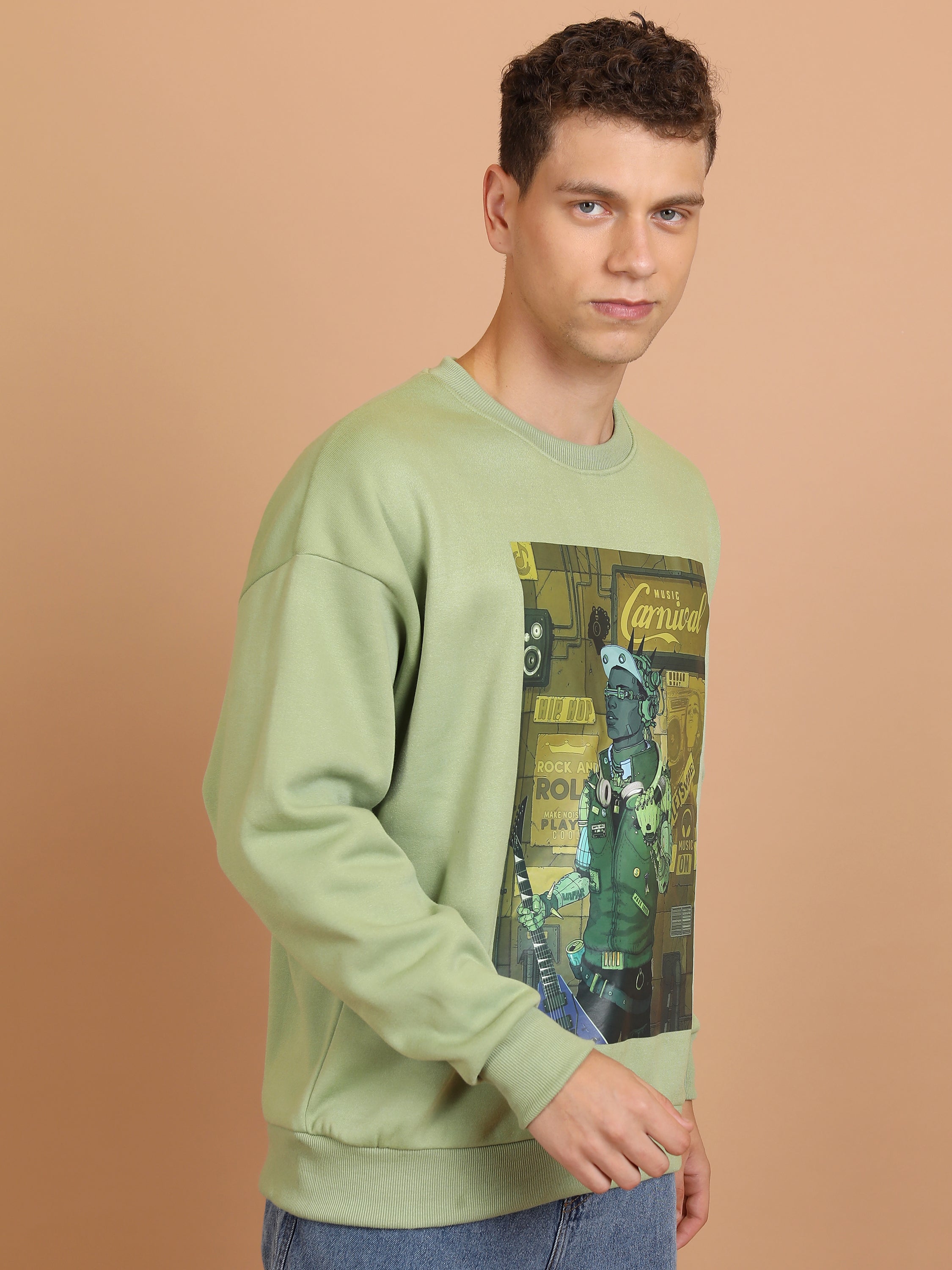 Highlander Men Green Round Neck Pullover Sweatshirt - Green - Image 6
