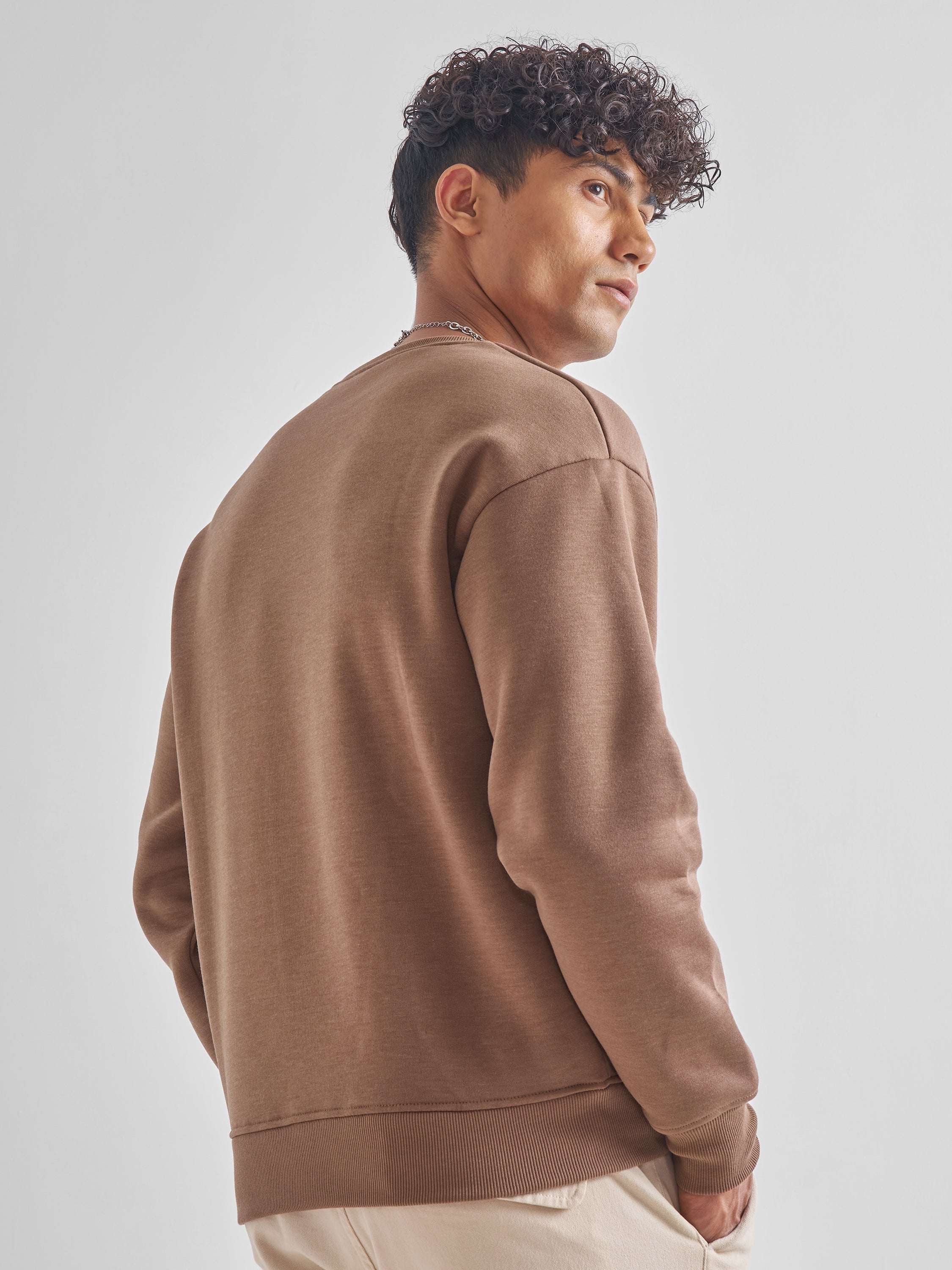 Highlander Men Brown Round Neck Pullover Sweatshirt - Brown - Image 3