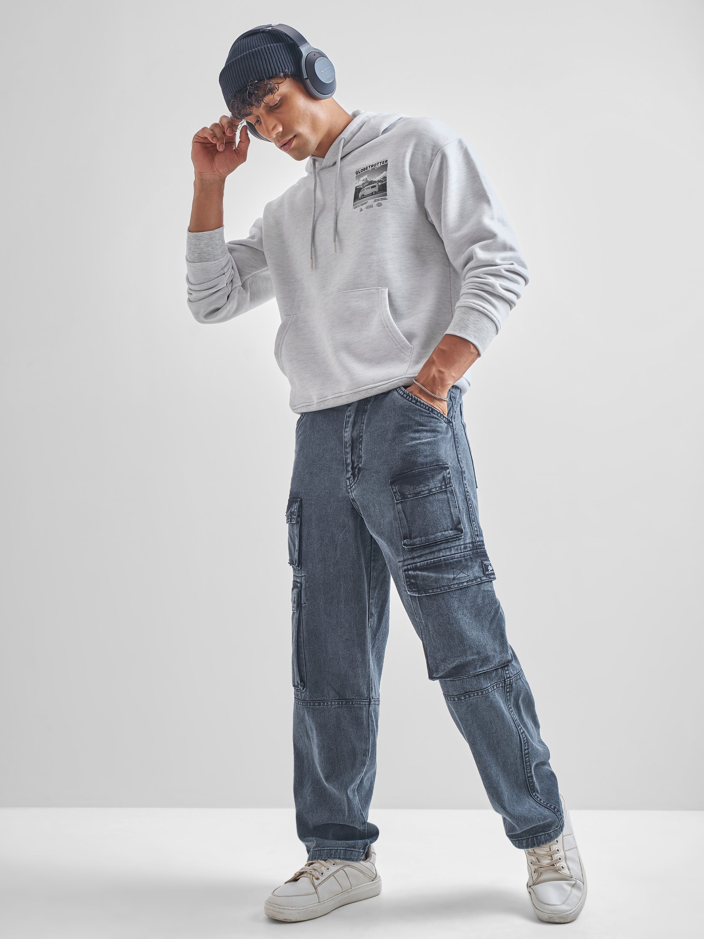 Highlander Men Grey Hooded Pullover Sweatshirt - Grey - Image 2