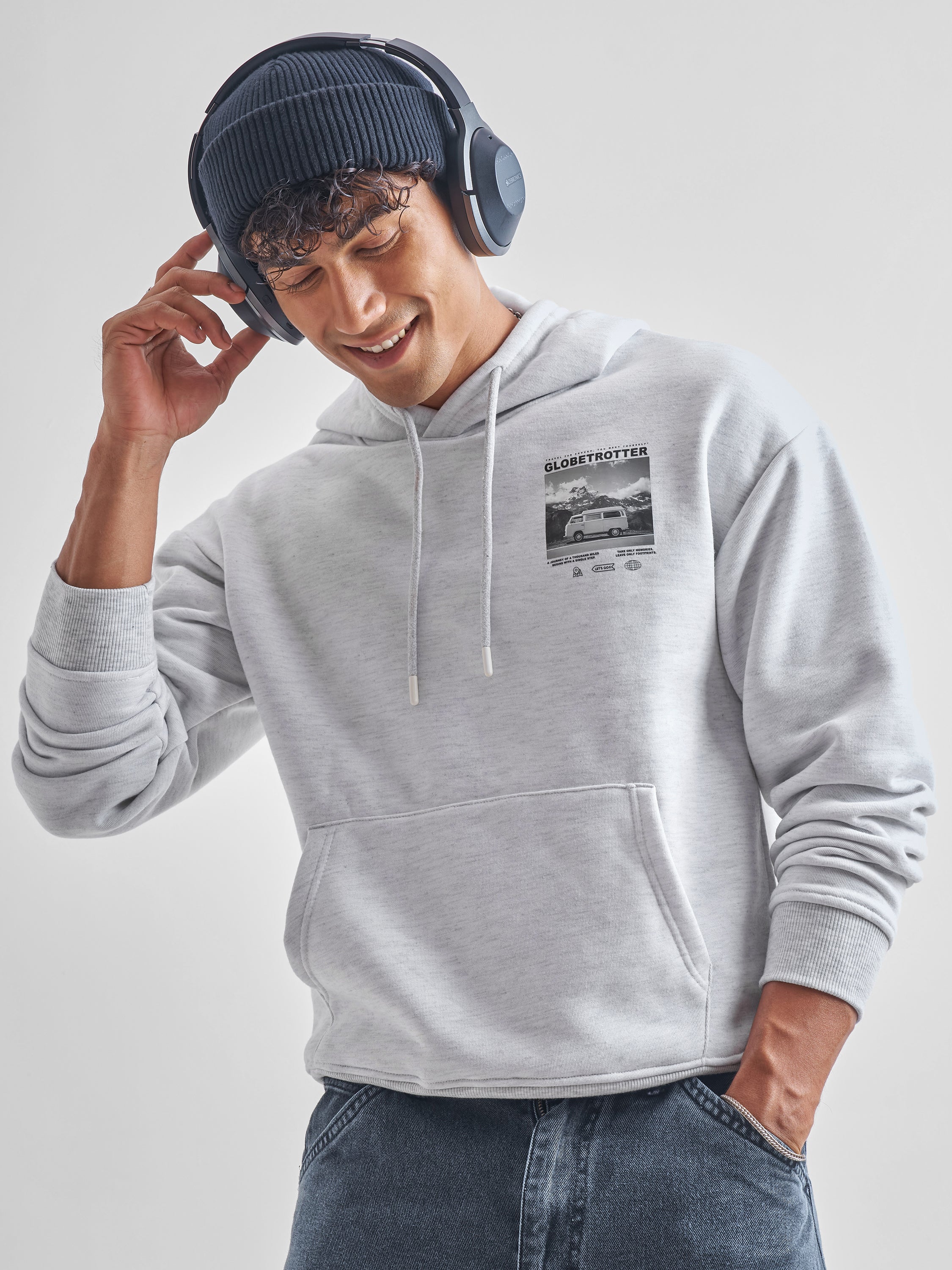 Highlander Men Grey Hooded Pullover Sweatshirt - Grey - Image 3