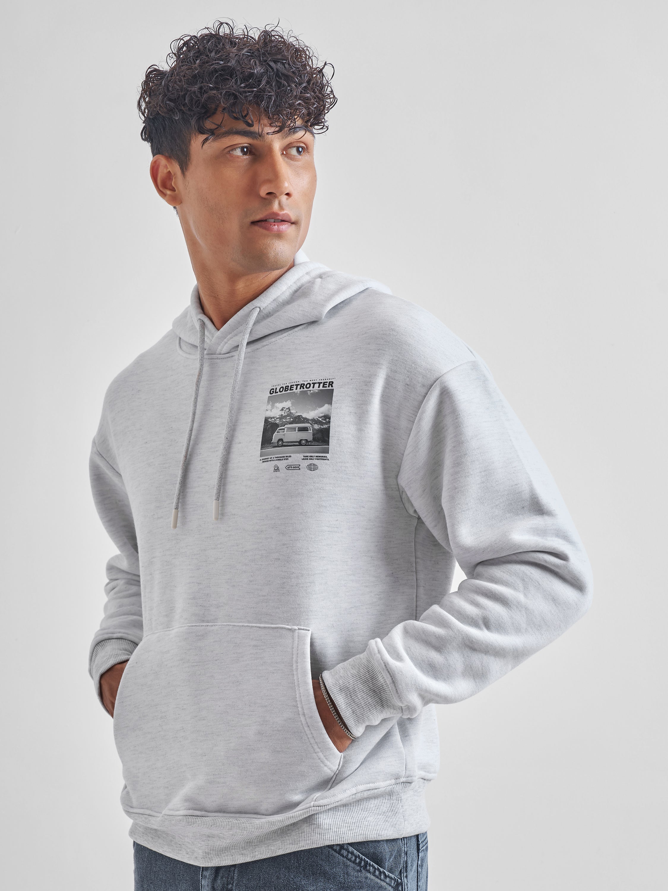 Highlander Men Grey Hooded Pullover Sweatshirt - Grey - Image 4