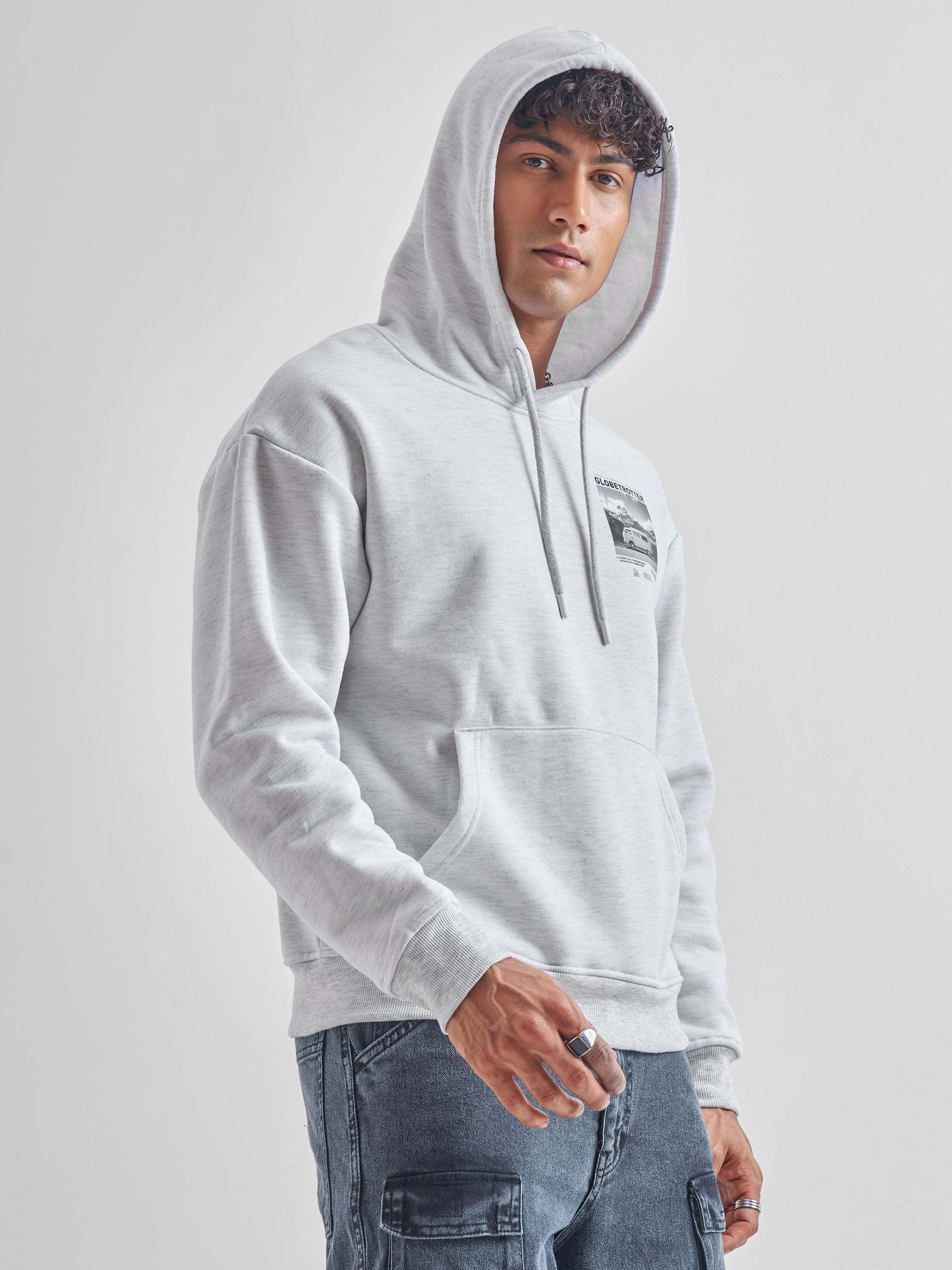 Highlander Men Grey Hooded Pullover Sweatshirt - Grey - Image 6