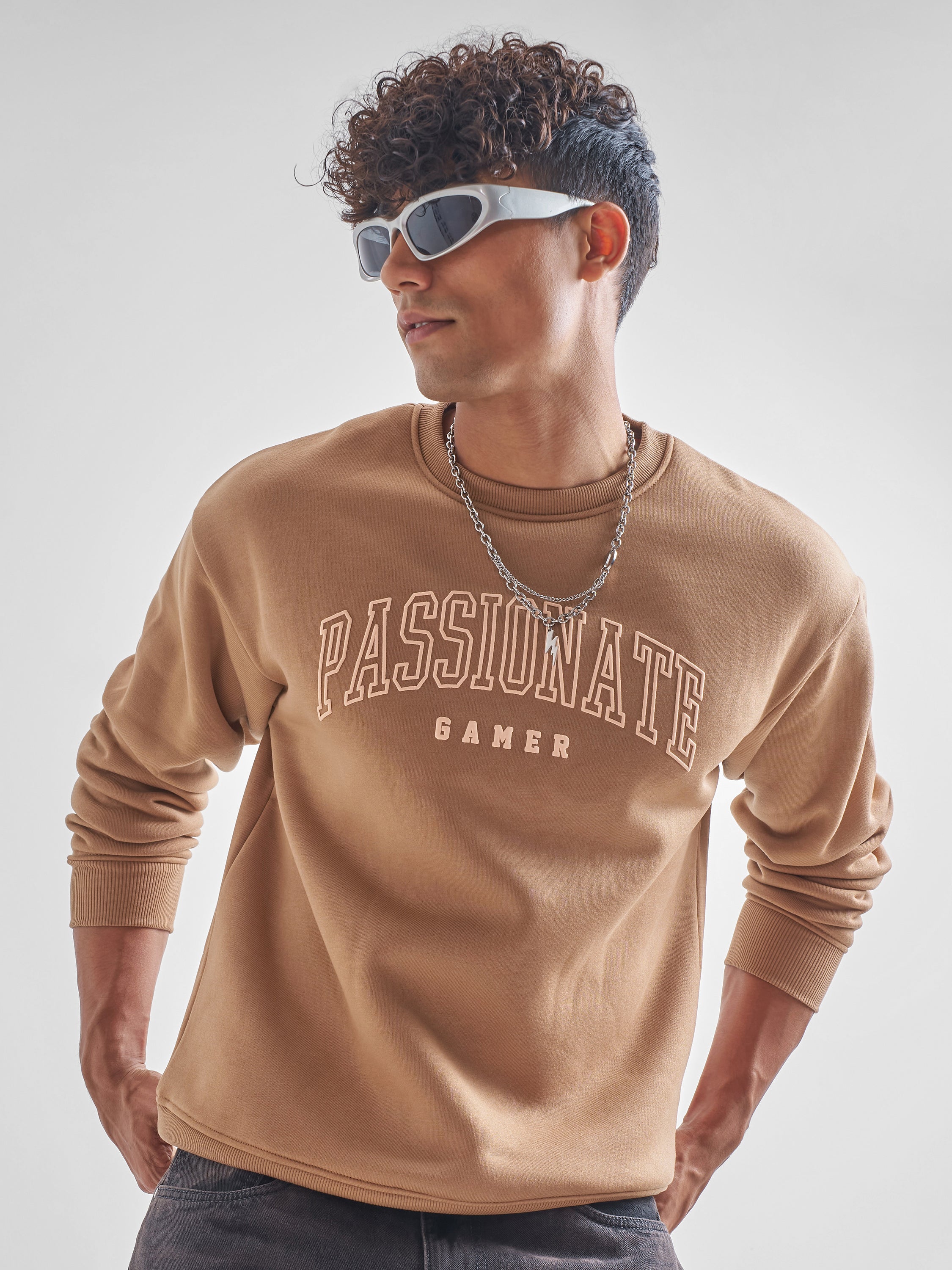 Highlander Men Brown Round Neck Pullover Sweatshirt - Brown - Image 1