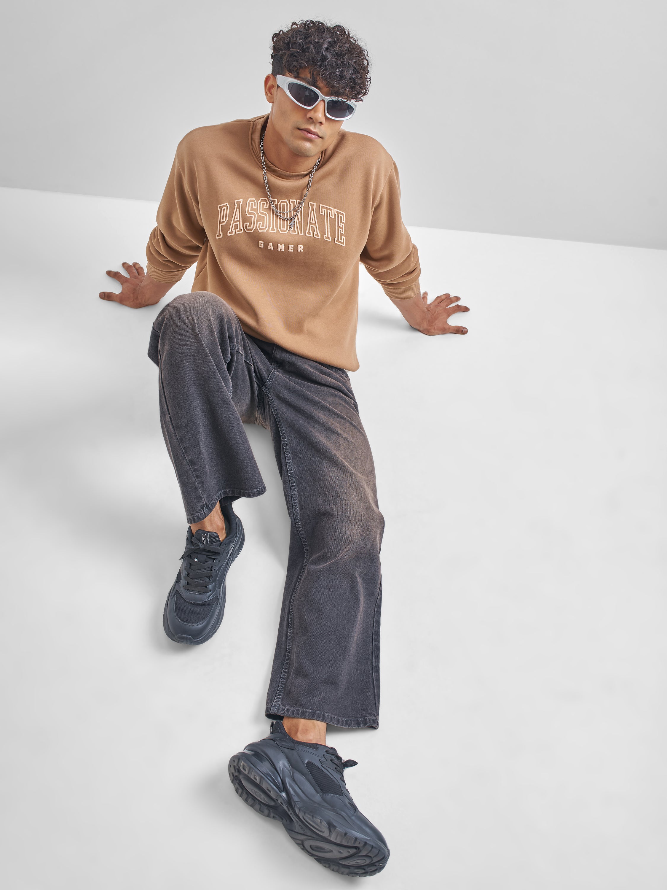 Highlander Men Brown Round Neck Pullover Sweatshirt - Brown - Image 2