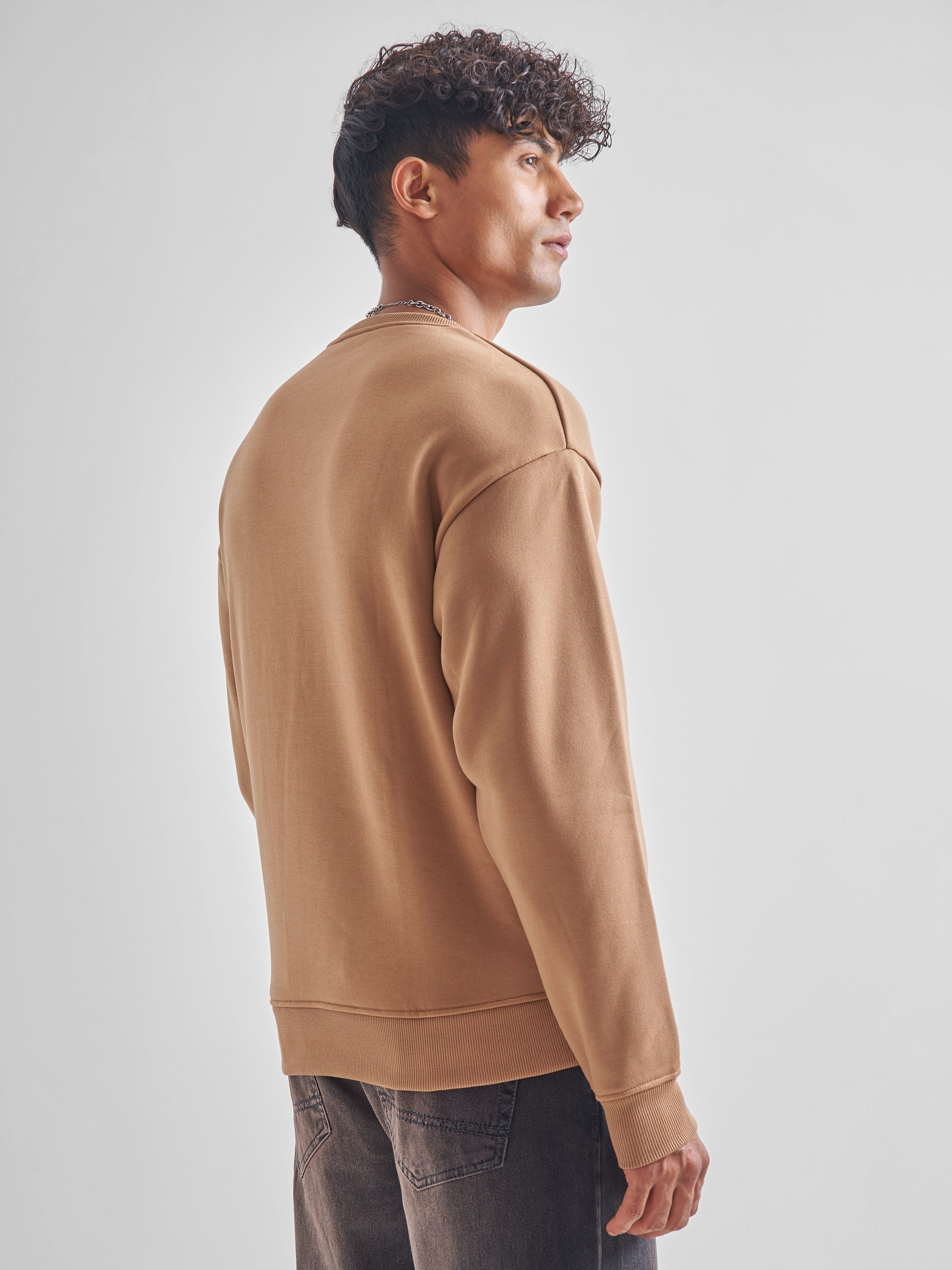 Highlander Men Brown Round Neck Pullover Sweatshirt - Brown - Image 3
