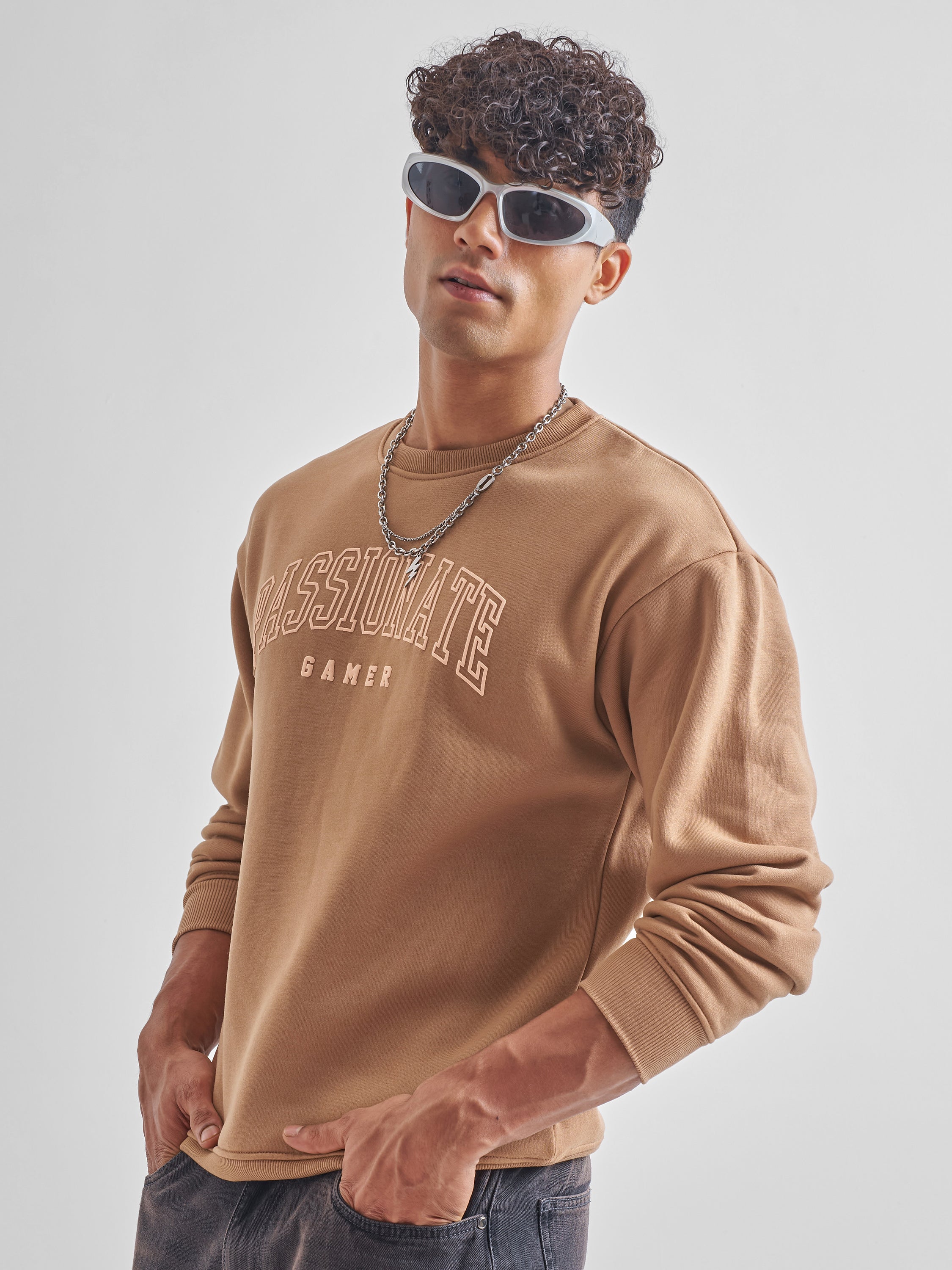 Highlander Men Brown Round Neck Pullover Sweatshirt - Brown - Image 4