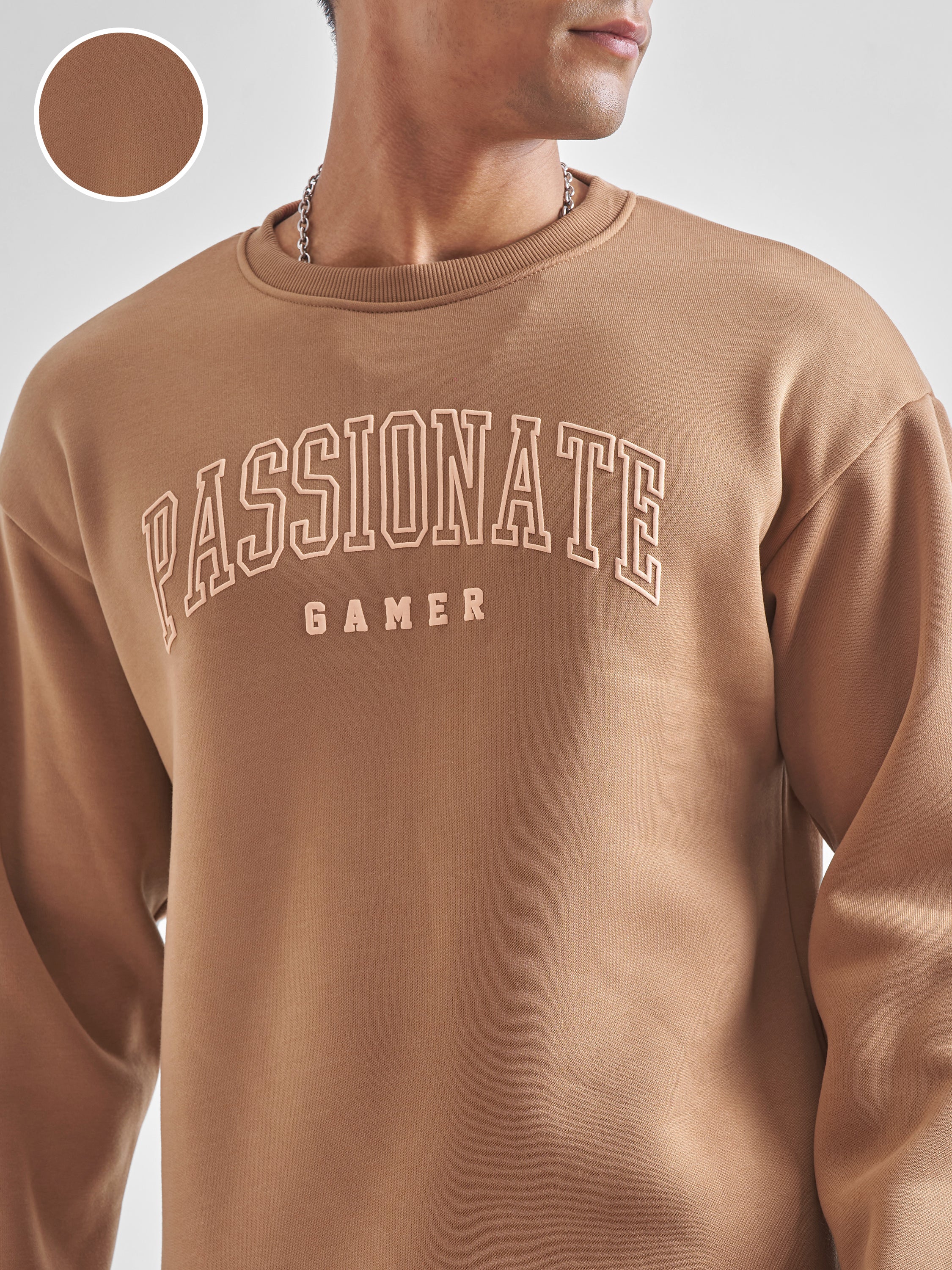 Highlander Men Brown Round Neck Pullover Sweatshirt - Brown - Image 5