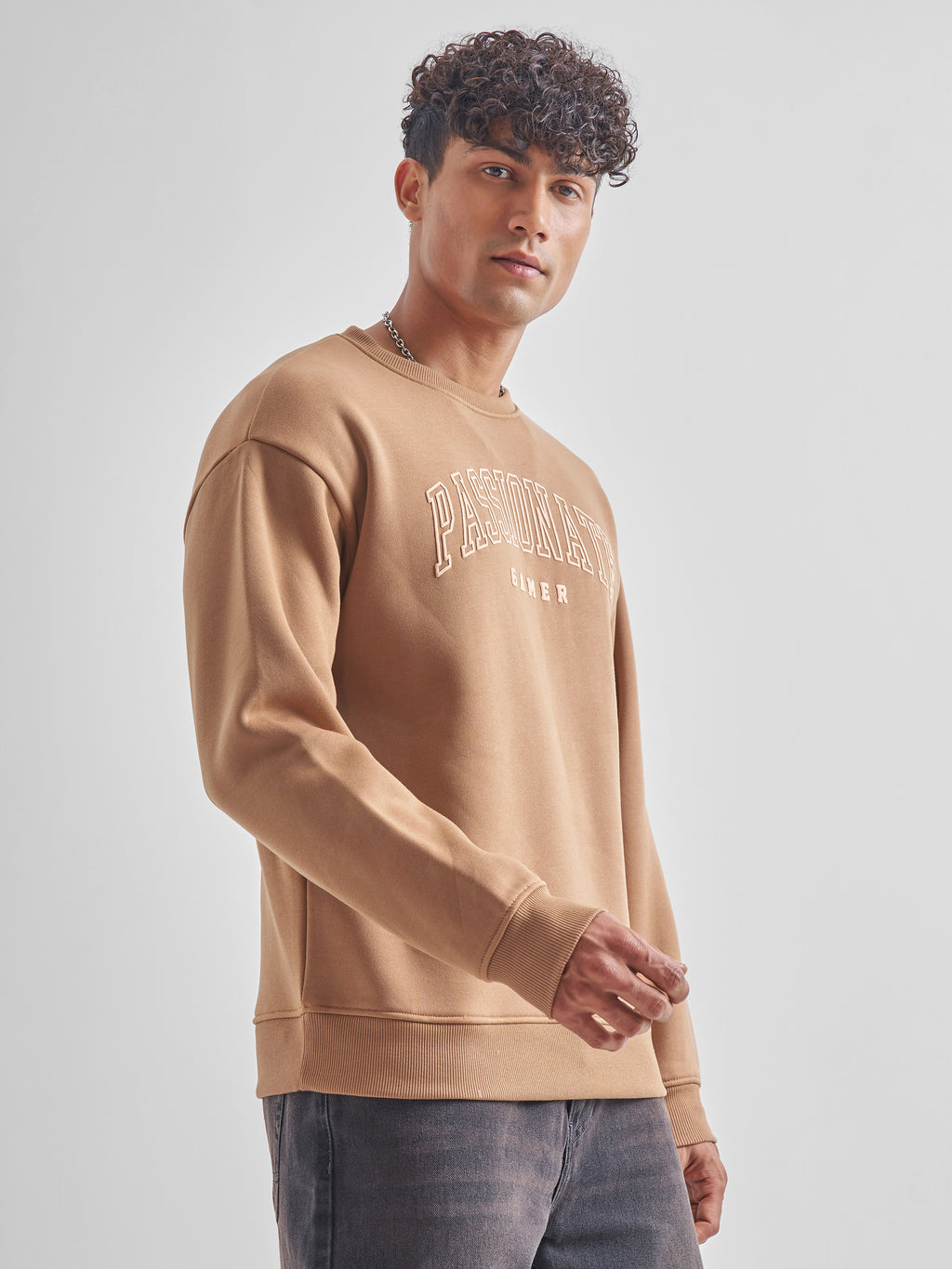 Highlander Men Brown Round Neck Pullover Sweatshirt - Brown - Image 6