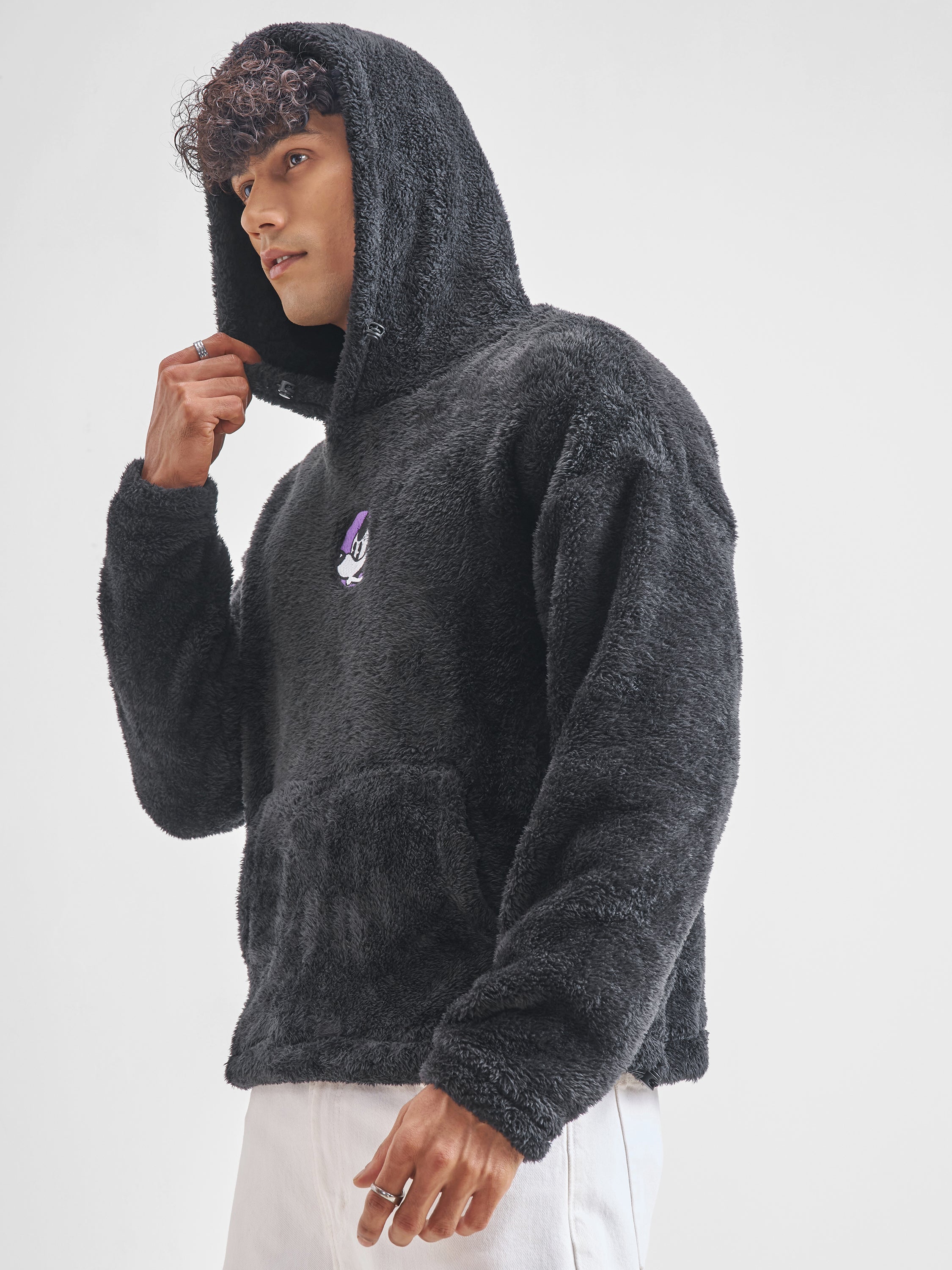 Highlander Men Black Hooded Pullover Sweatshirt - Black - Image 4