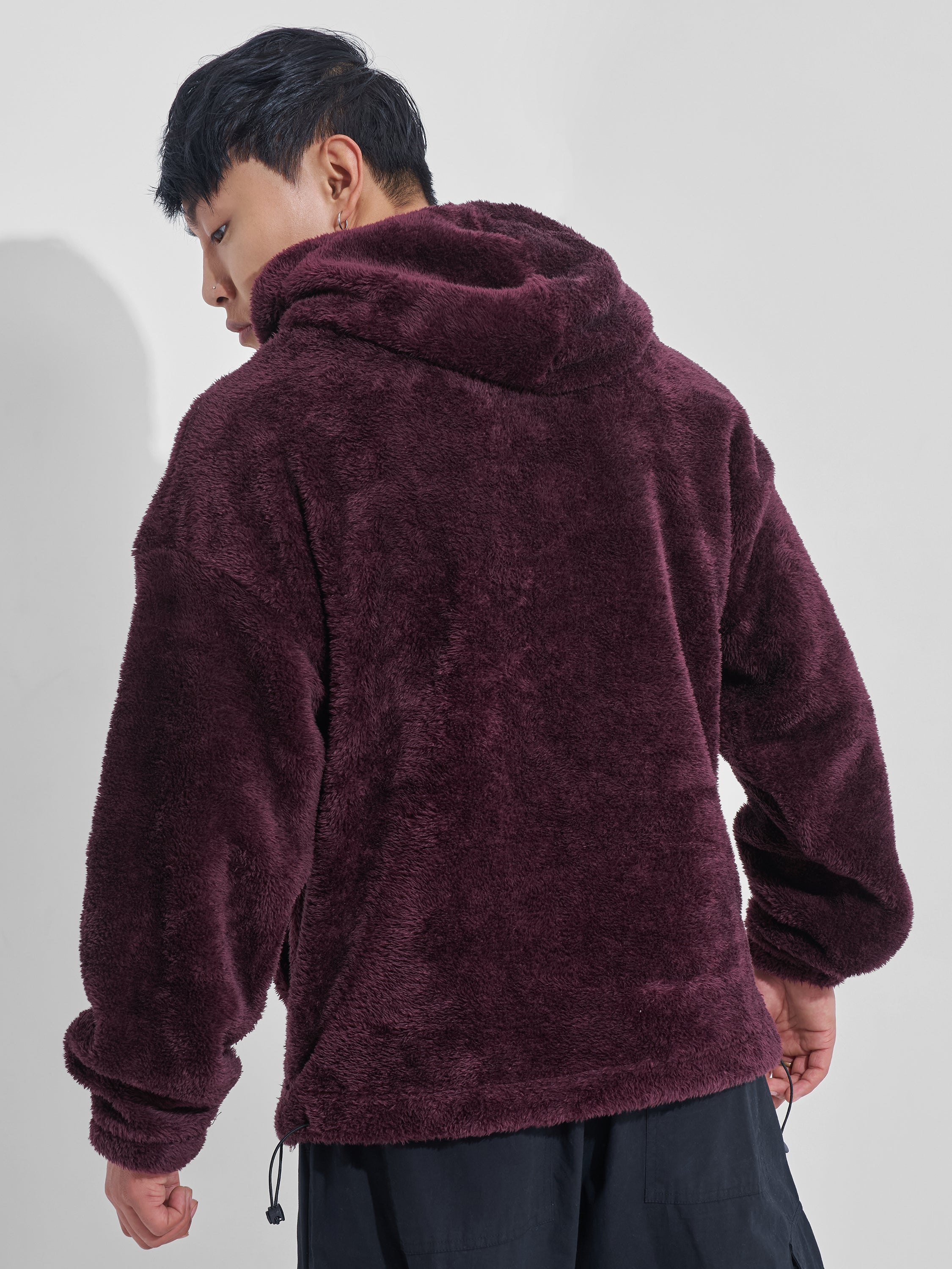 Highlander Men Burgundy Hooded Pullover Sweatshirt - Burgundy - Image 3