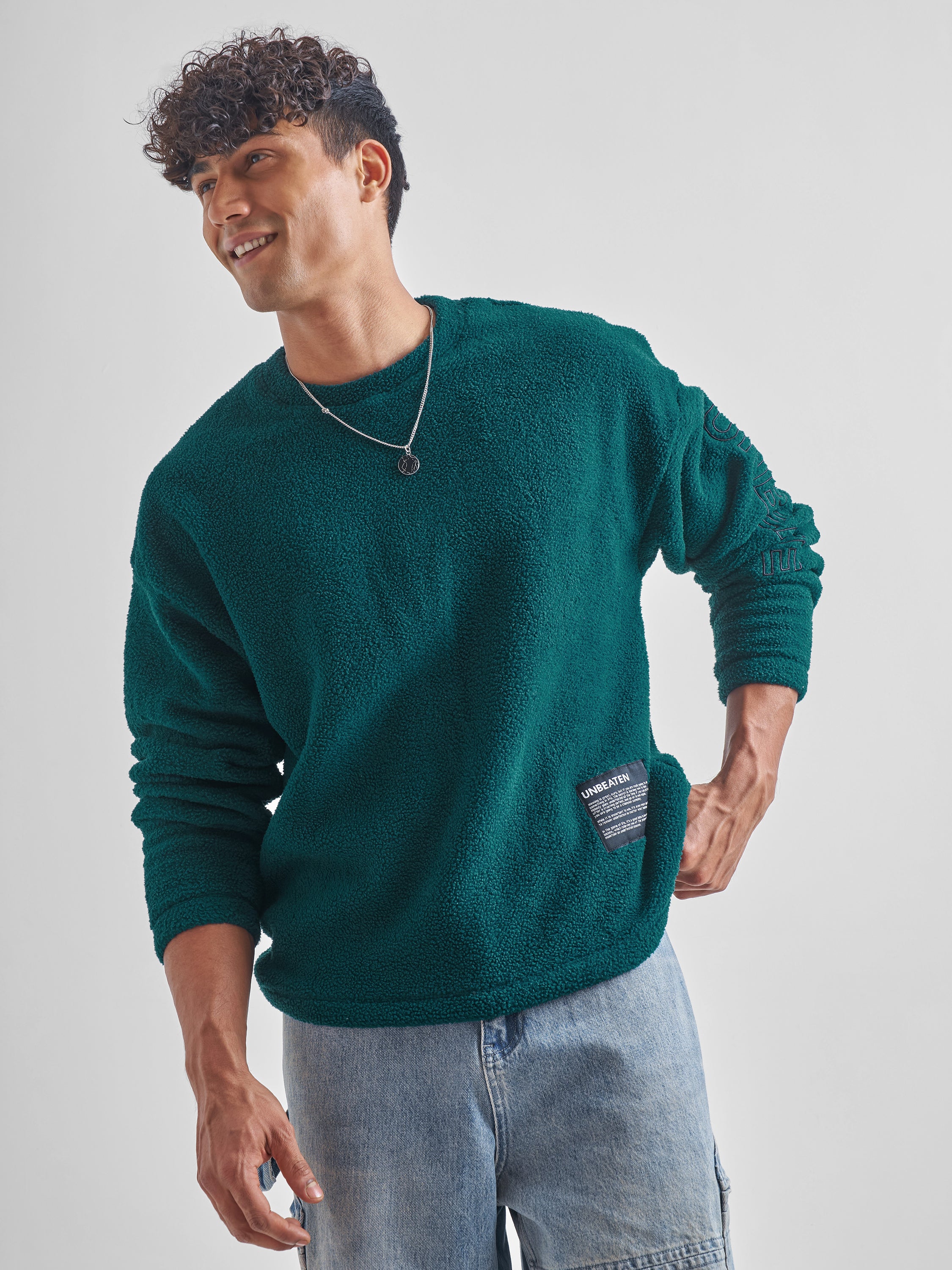 Highlander Men Green Round Neck Pullover Sweatshirt - Green - Image 1