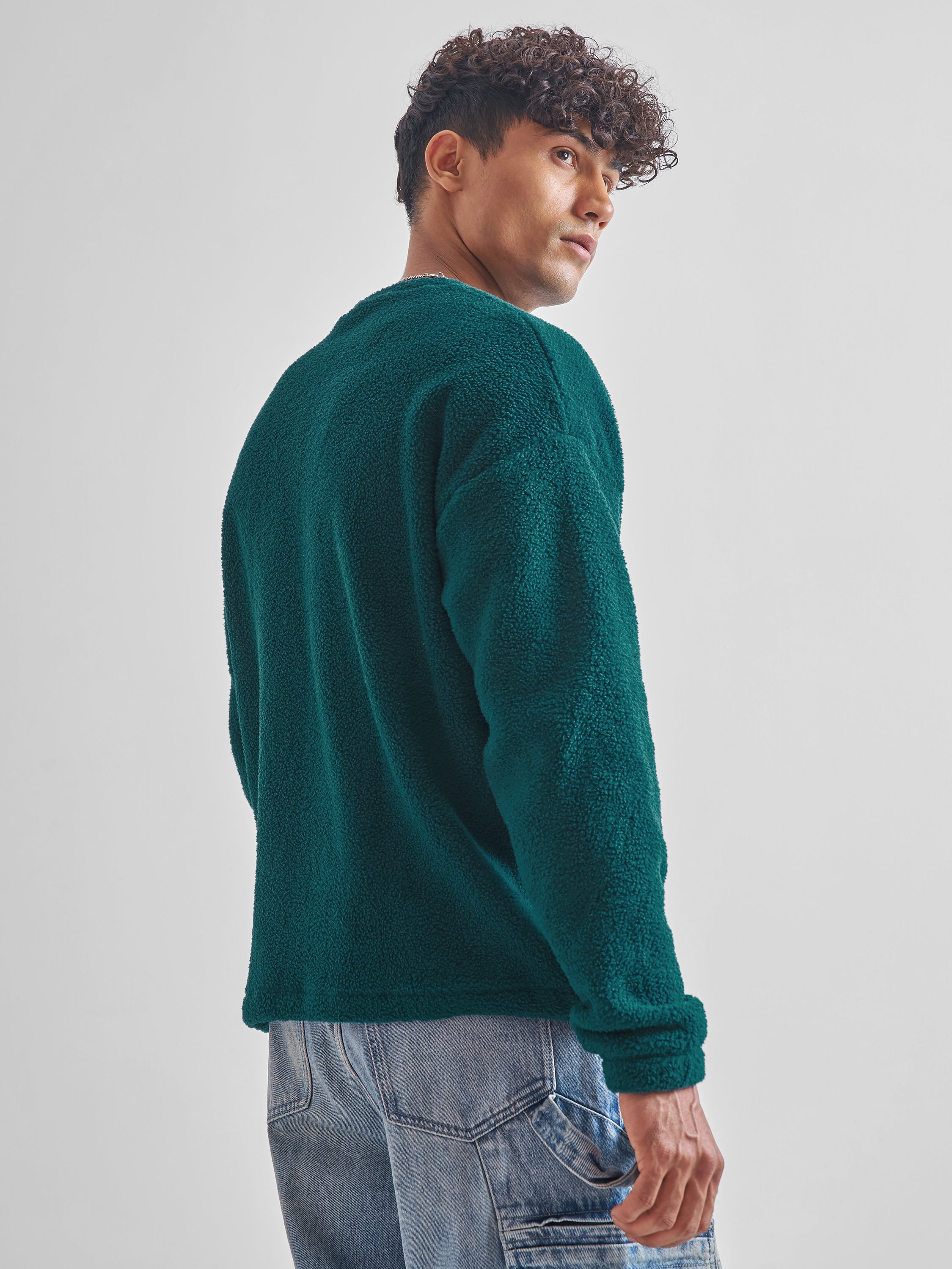 Highlander Men Green Round Neck Pullover Sweatshirt - Green - Image 3