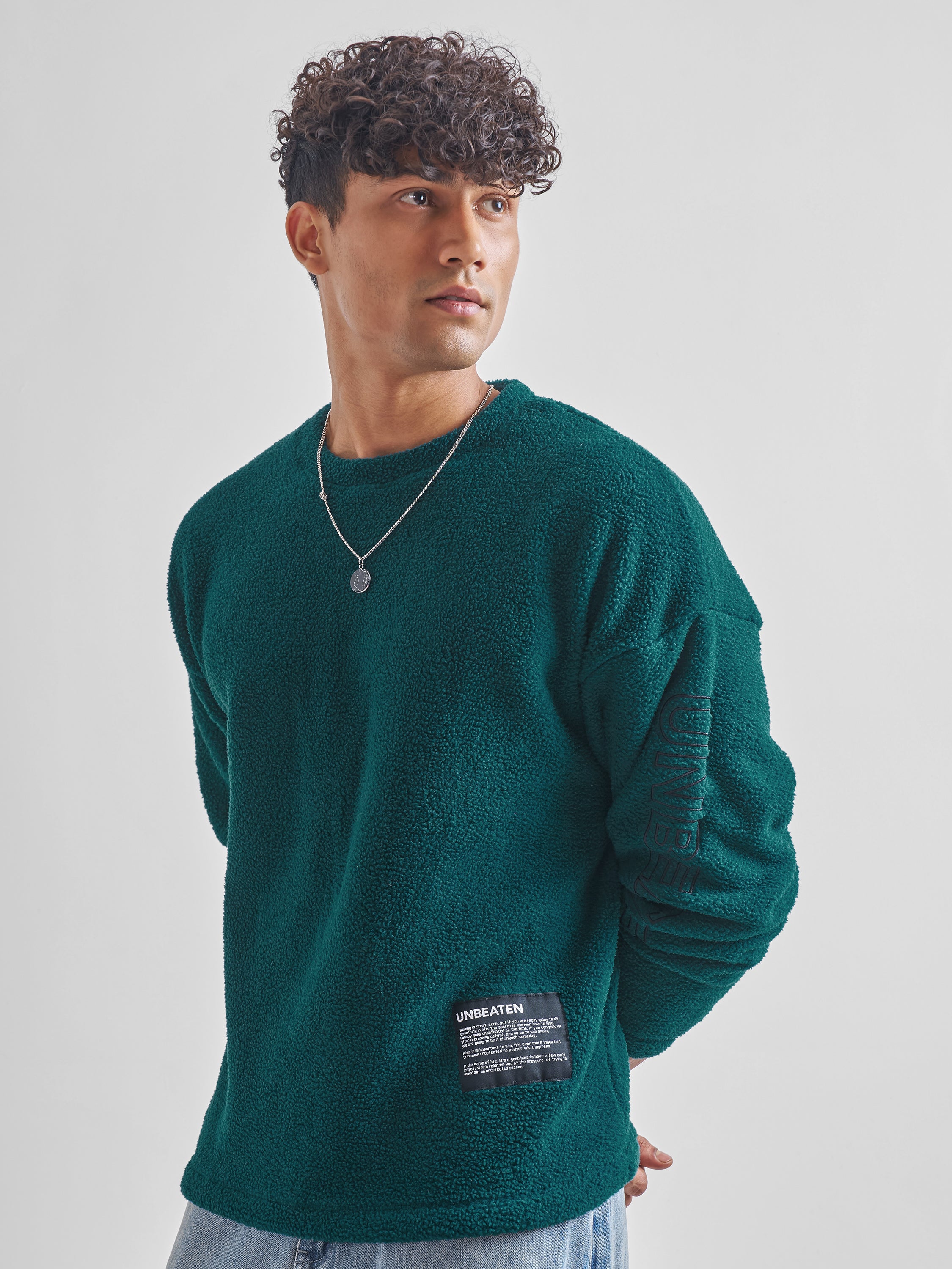 Highlander Men Green Round Neck Pullover Sweatshirt - Green - Image 4