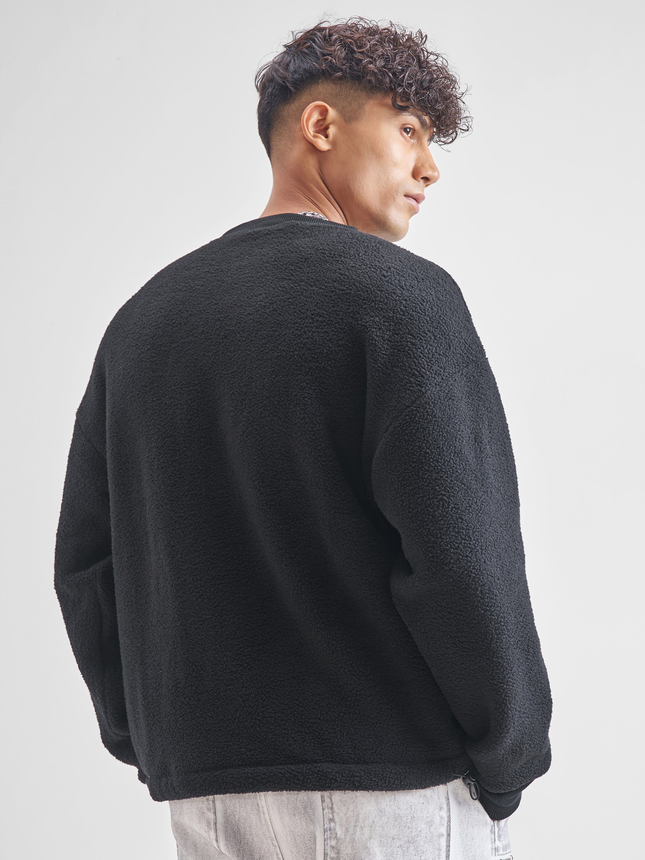 Highlander Men Black Round Neck Pullover Sweatshirt - Black - Image 3