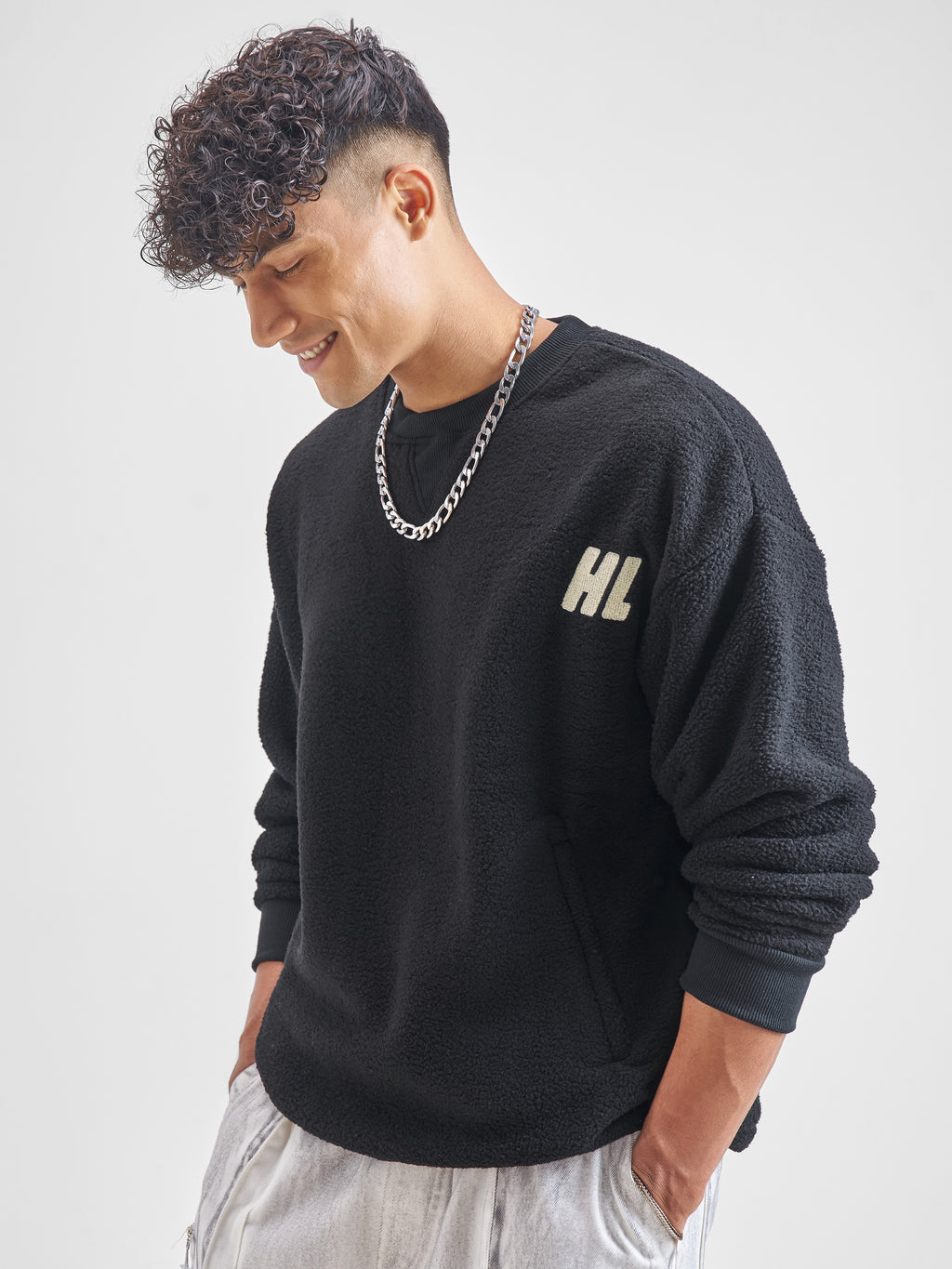Highlander Men Black Round Neck Pullover Sweatshirt - Black - Image 4