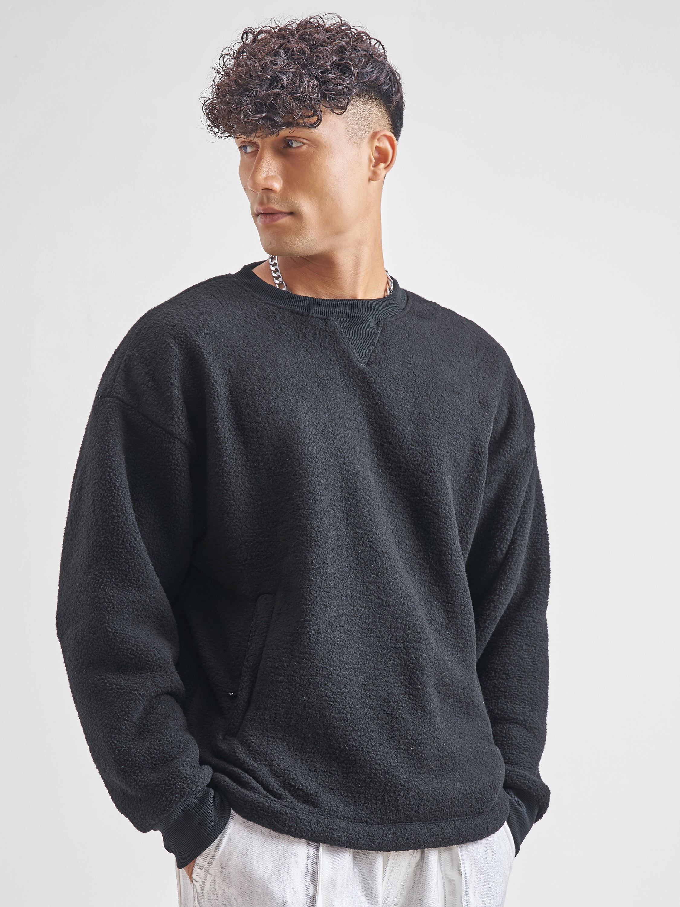 Highlander Men Black Round Neck Pullover Sweatshirt - Black - Image 6
