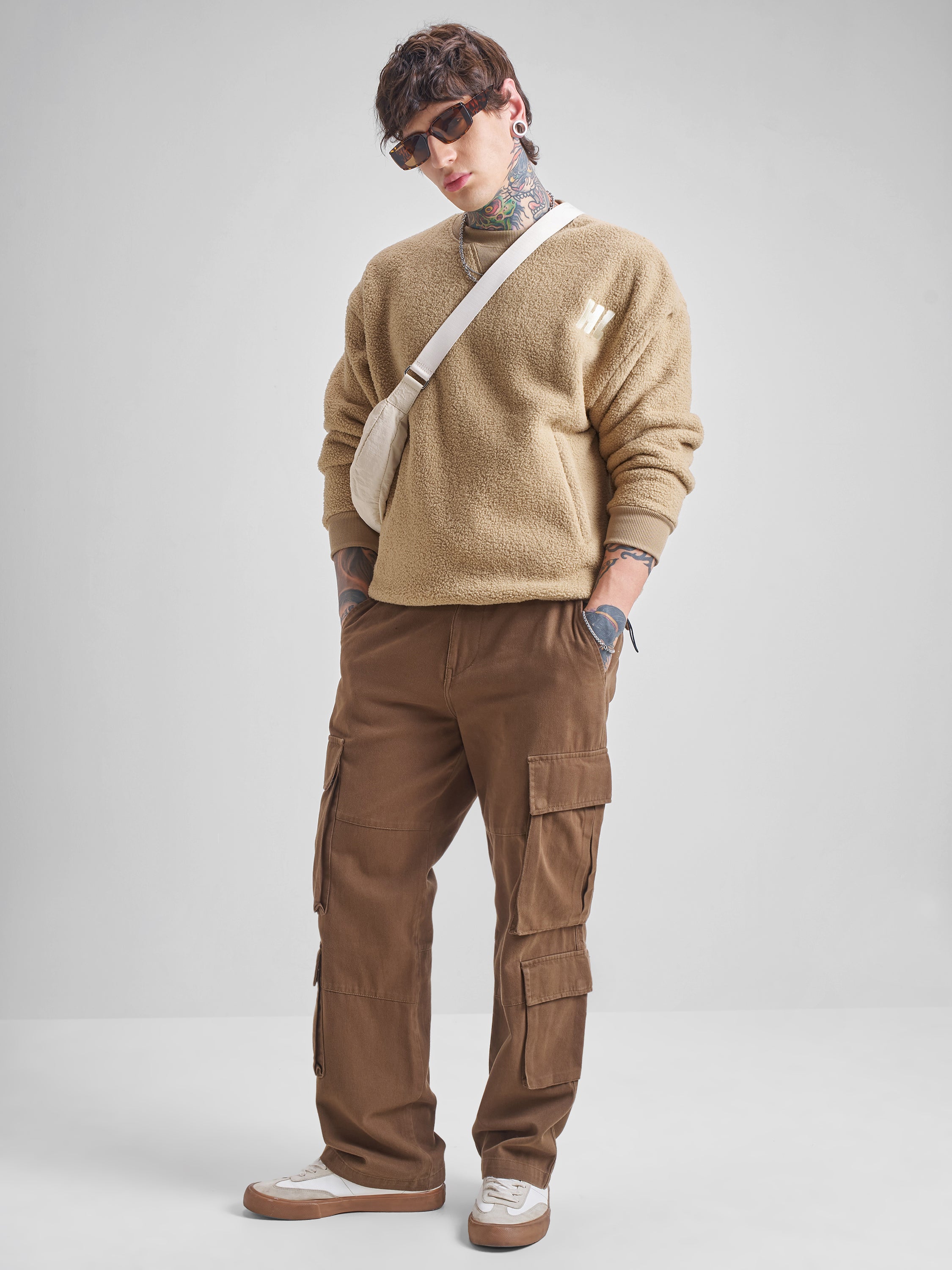 Highlander Men Brown Round Neck Pullover Sweatshirt - Brown - Image 2