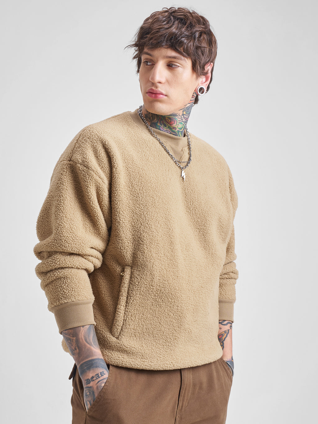 Highlander Men Brown Round Neck Pullover Sweatshirt - Brown - Image 6