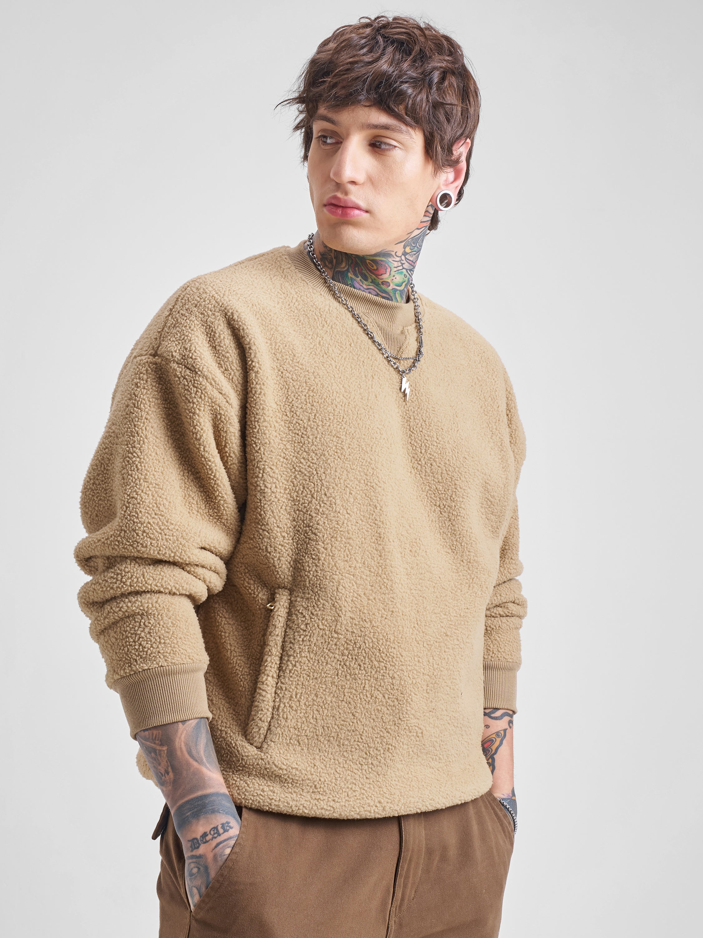 Highlander Men Brown Round Neck Pullover Sweatshirt - Brown - Image 6