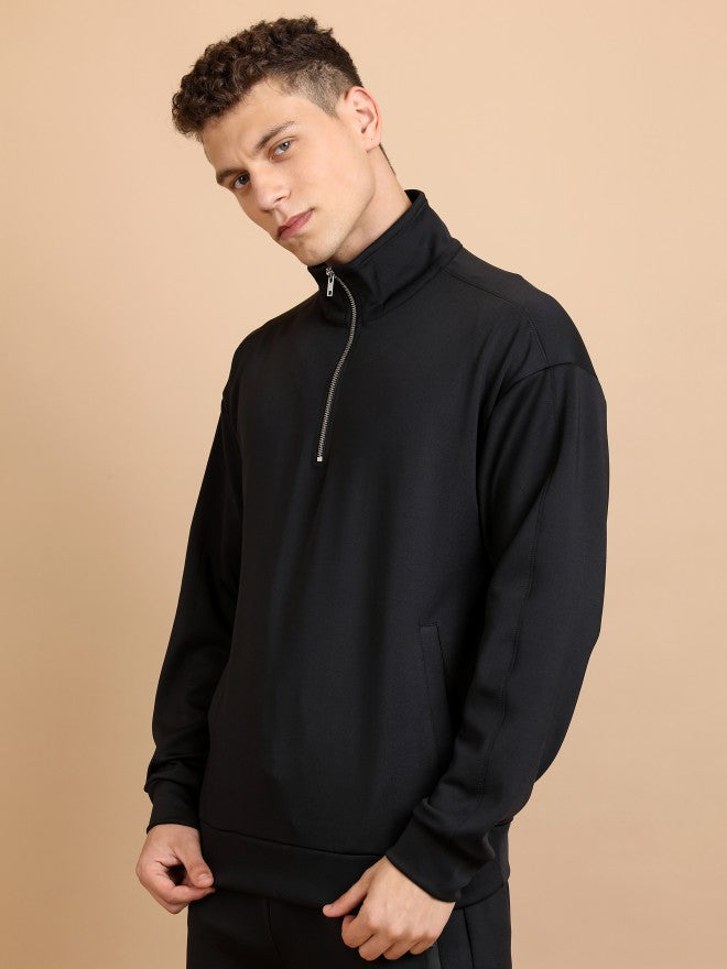 Highlander Men Black High Neck Pullover Sweatshirt - Black - Image 4