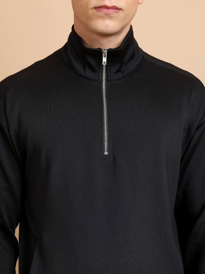 Highlander Men Black High Neck Pullover Sweatshirt - Black - Image 5