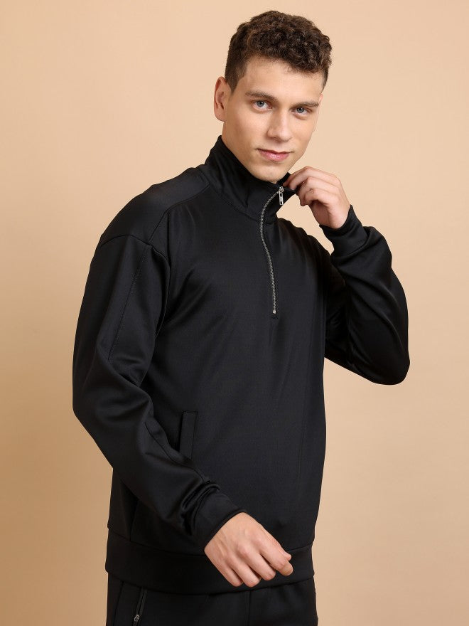 Highlander Men Black High Neck Pullover Sweatshirt - Black - Image 6