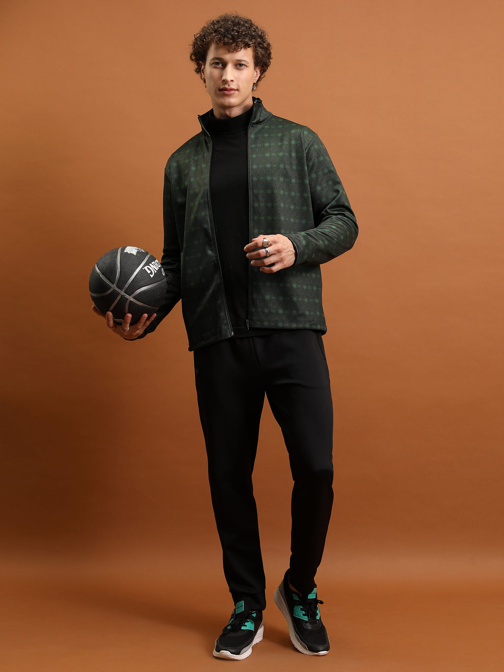 Highlander Men Green Mock Collar Front-Open Sweatshirt - Green - Image 2