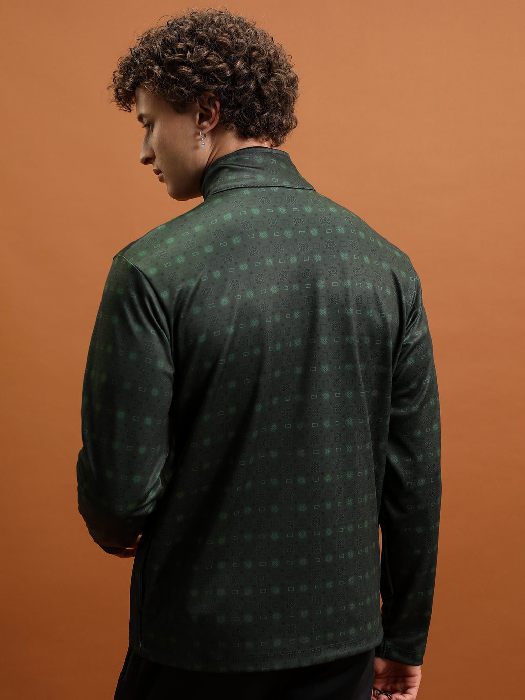 Highlander Men Green Mock Collar Front-Open Sweatshirt - Green - Image 3