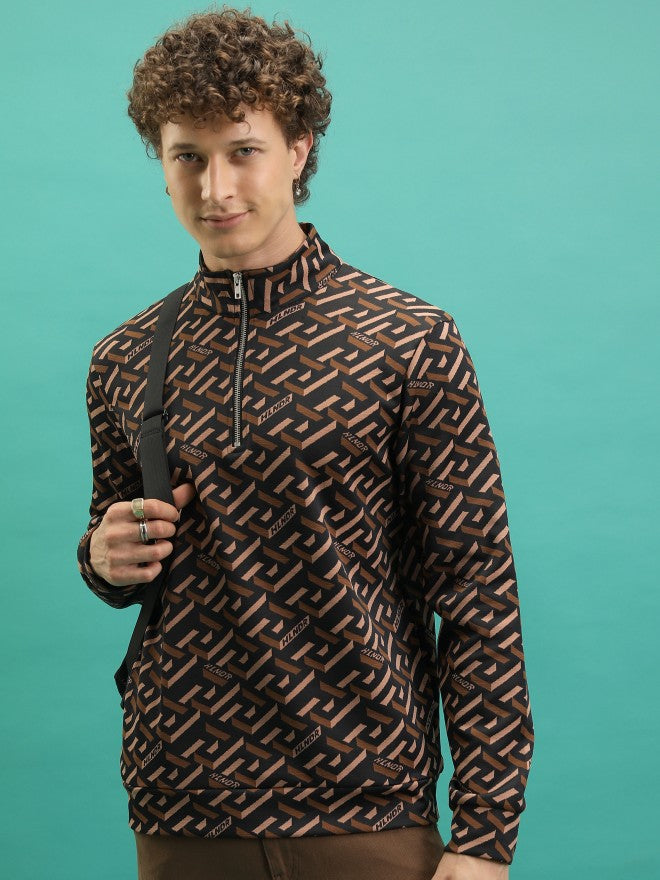 Highlander Men Brown High Neck Pullover Sweatshirt - Brown - Image 1