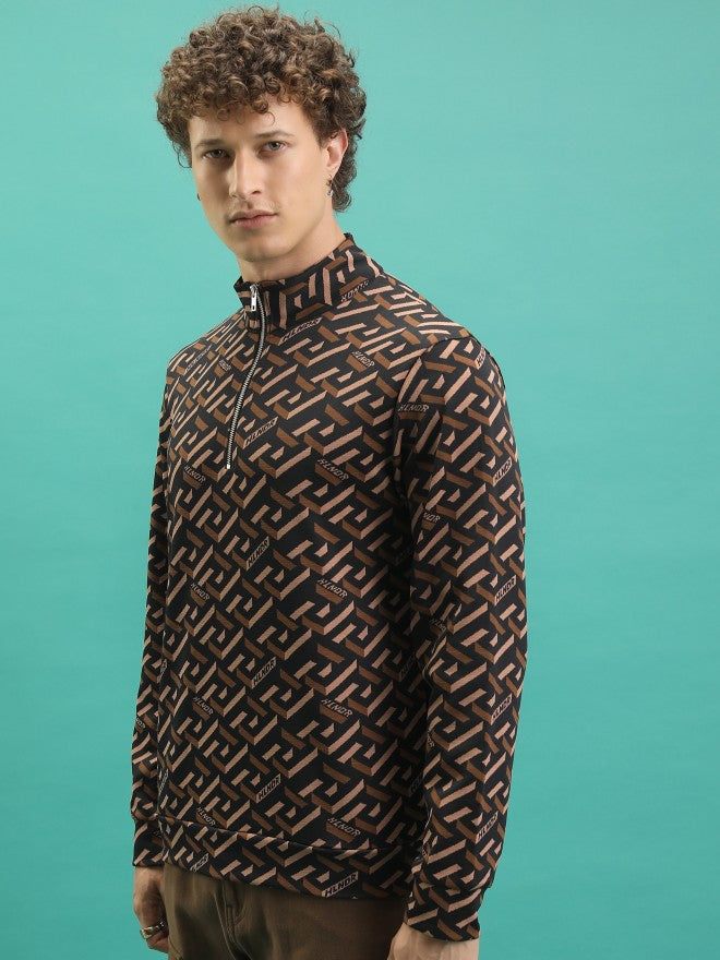 Highlander Men Brown High Neck Pullover Sweatshirt - Brown - Image 4