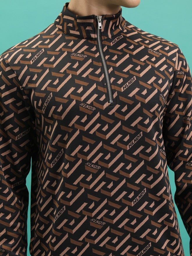 Highlander Men Brown High Neck Pullover Sweatshirt - Brown - Image 5