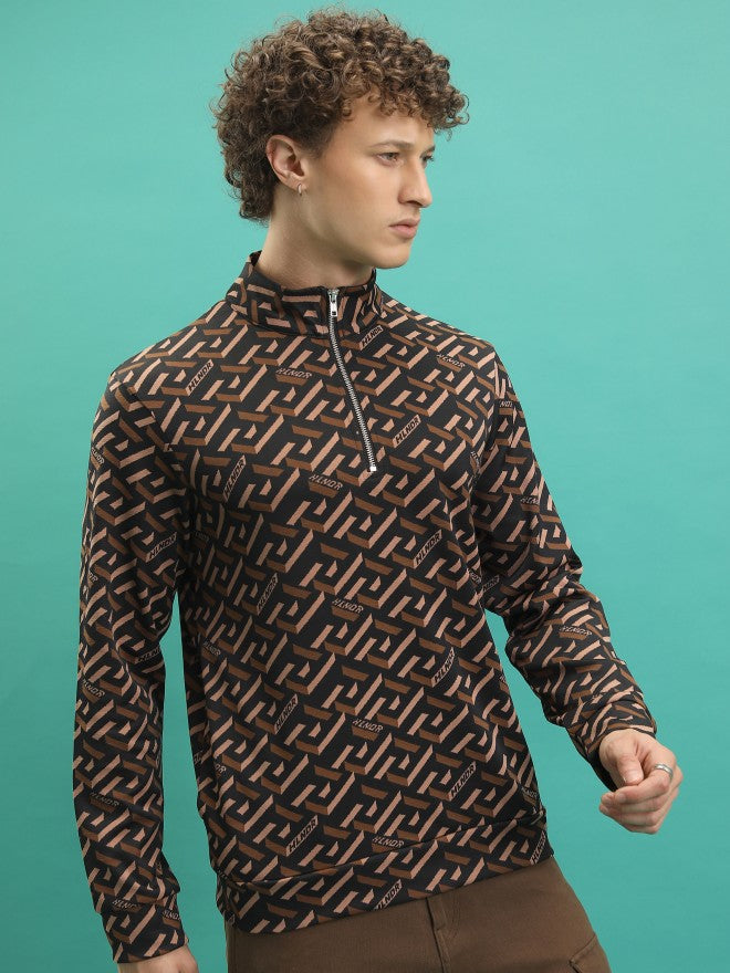 Highlander Men Brown High Neck Pullover Sweatshirt - Brown - Image 6